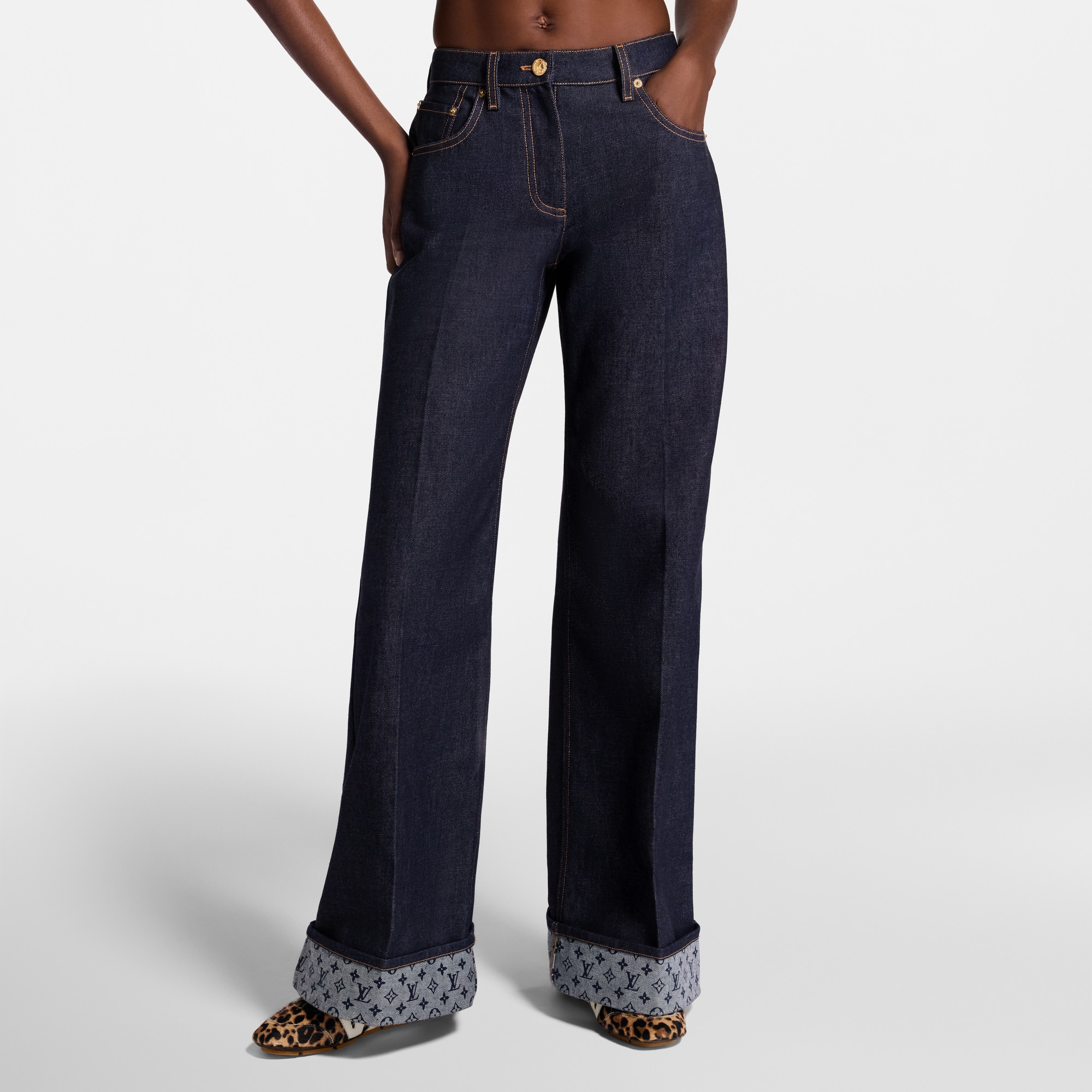  Ready-to-Wear Pants Cuffed Hem Flared Jeans | Louis Vuitton ® (Product zoom)