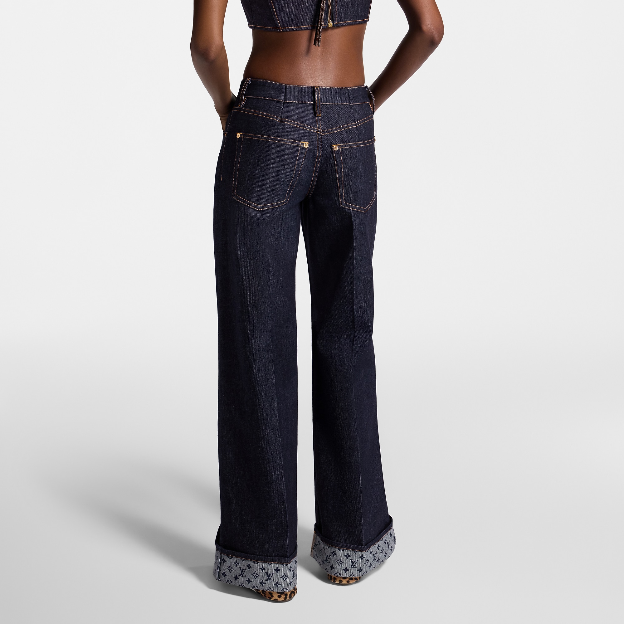 Cuffed Hem Flared Jeans