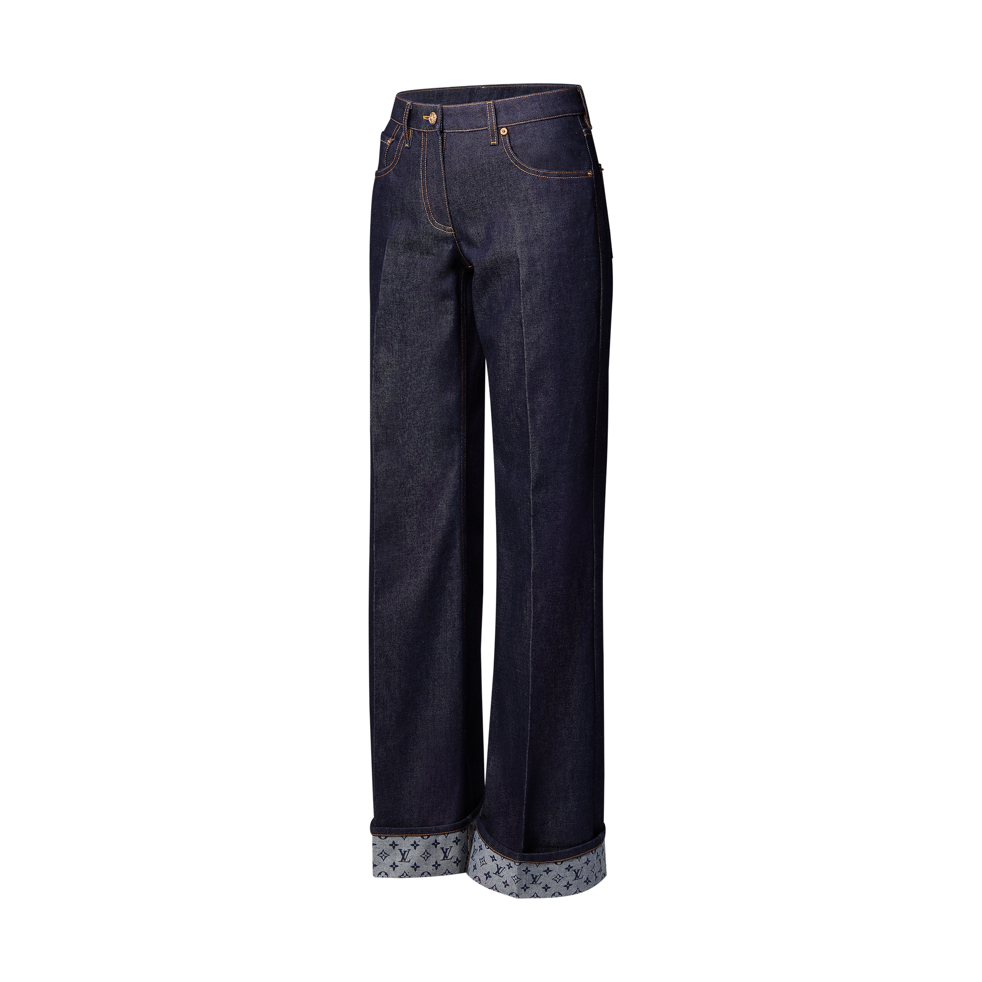 Cuffed Hem Flared Jeans