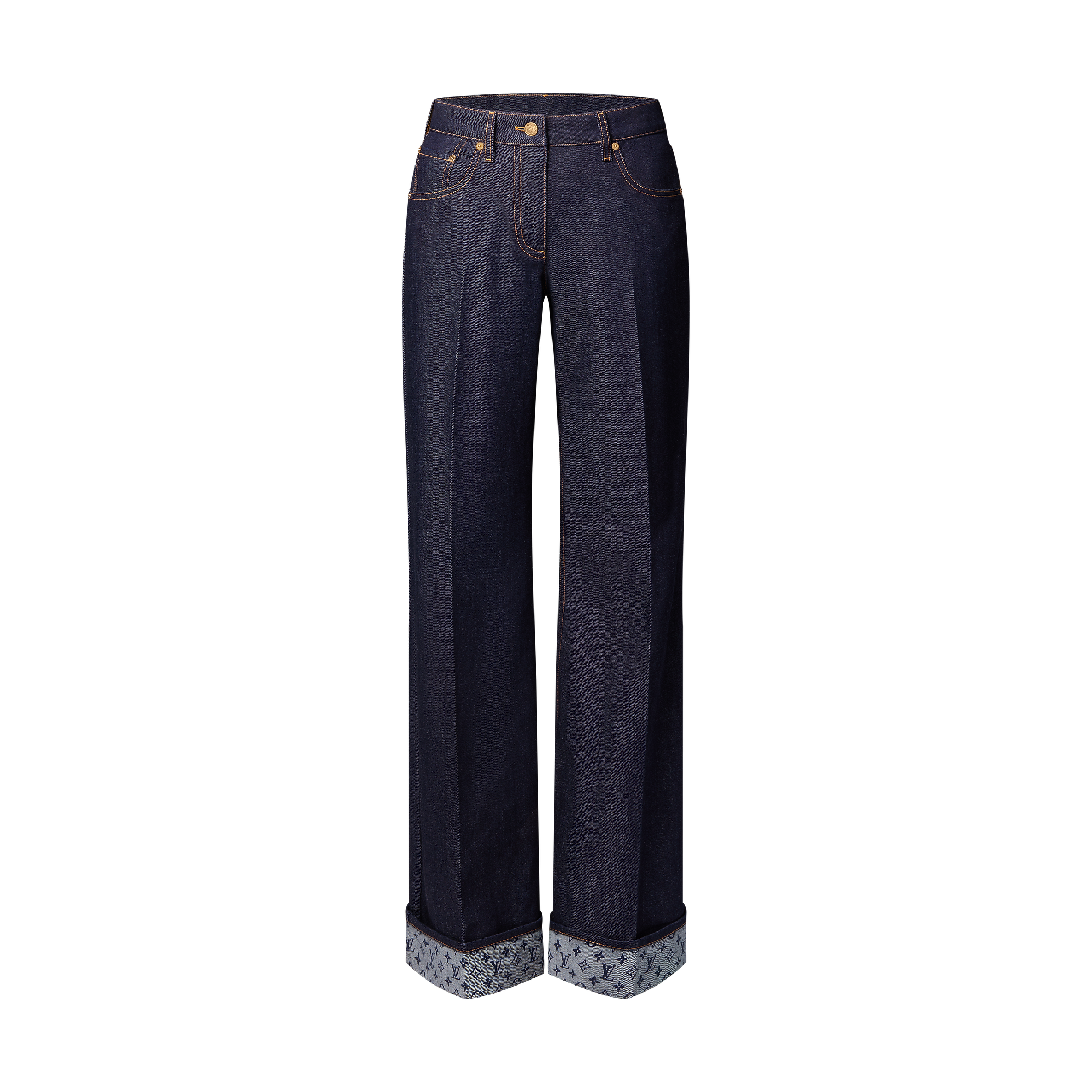 Cuffed Hem Flared Jeans