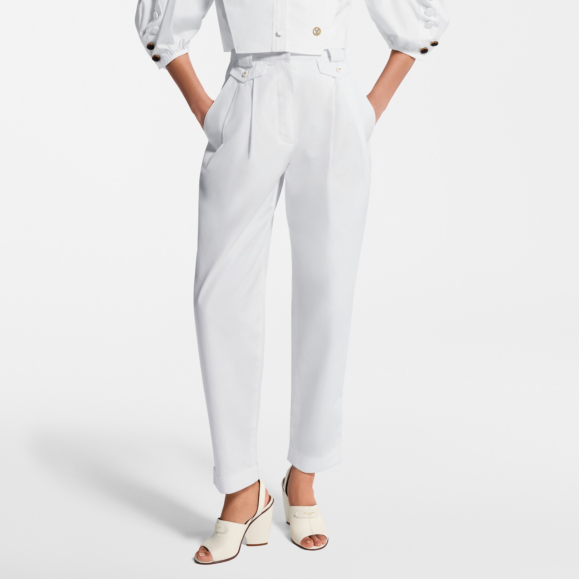 Cuffed Wide-Leg Pants