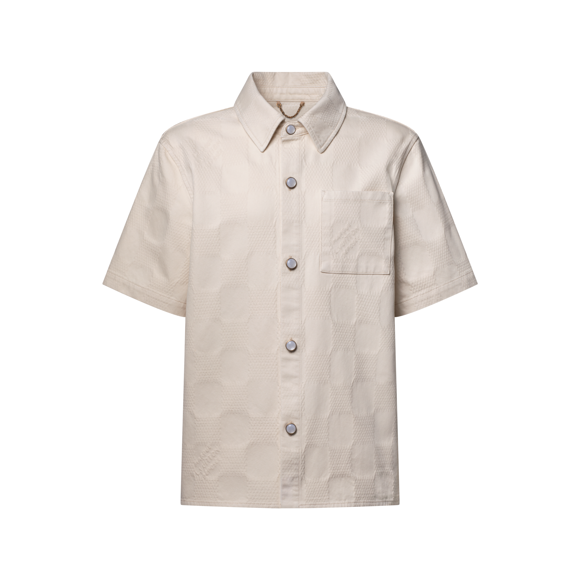 lv dress shirt Louis Vuitton Embroidered Signature Shortsleeved Denim Shirt - Indigo