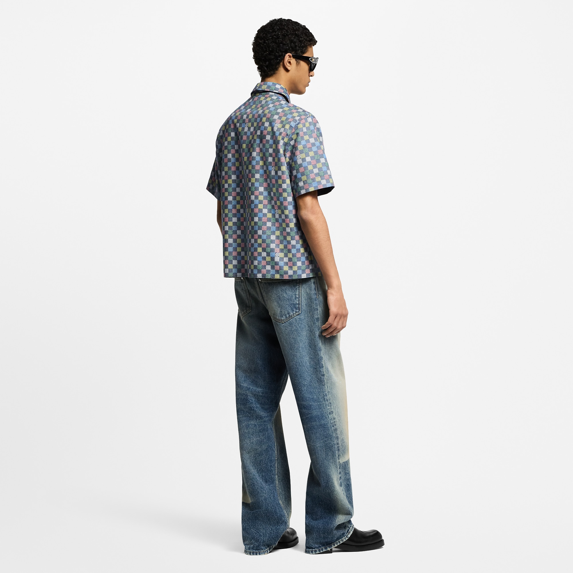 Damier Chambray Short-Sleeved Shirt