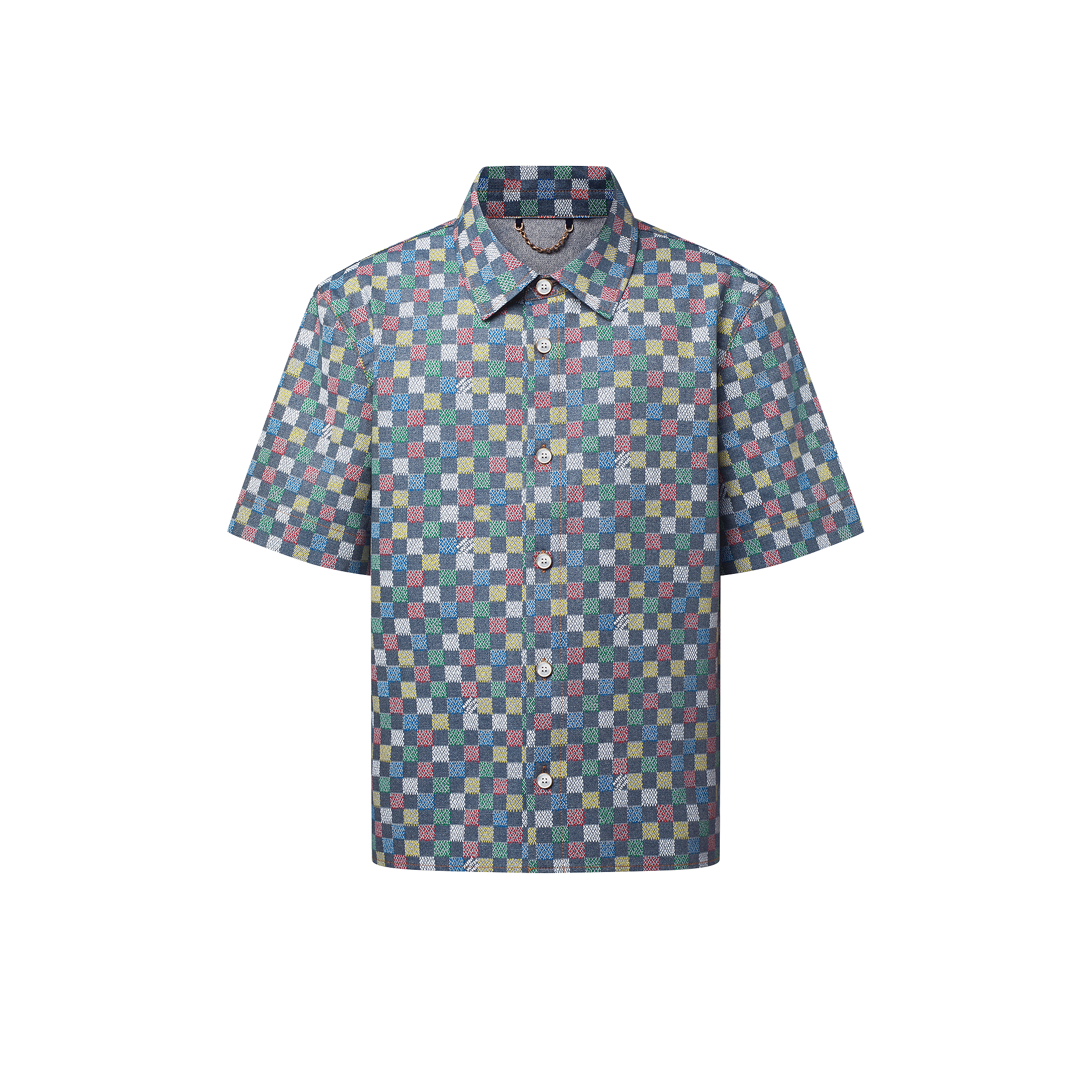 Damier Chambray Short-Sleeved Shirt