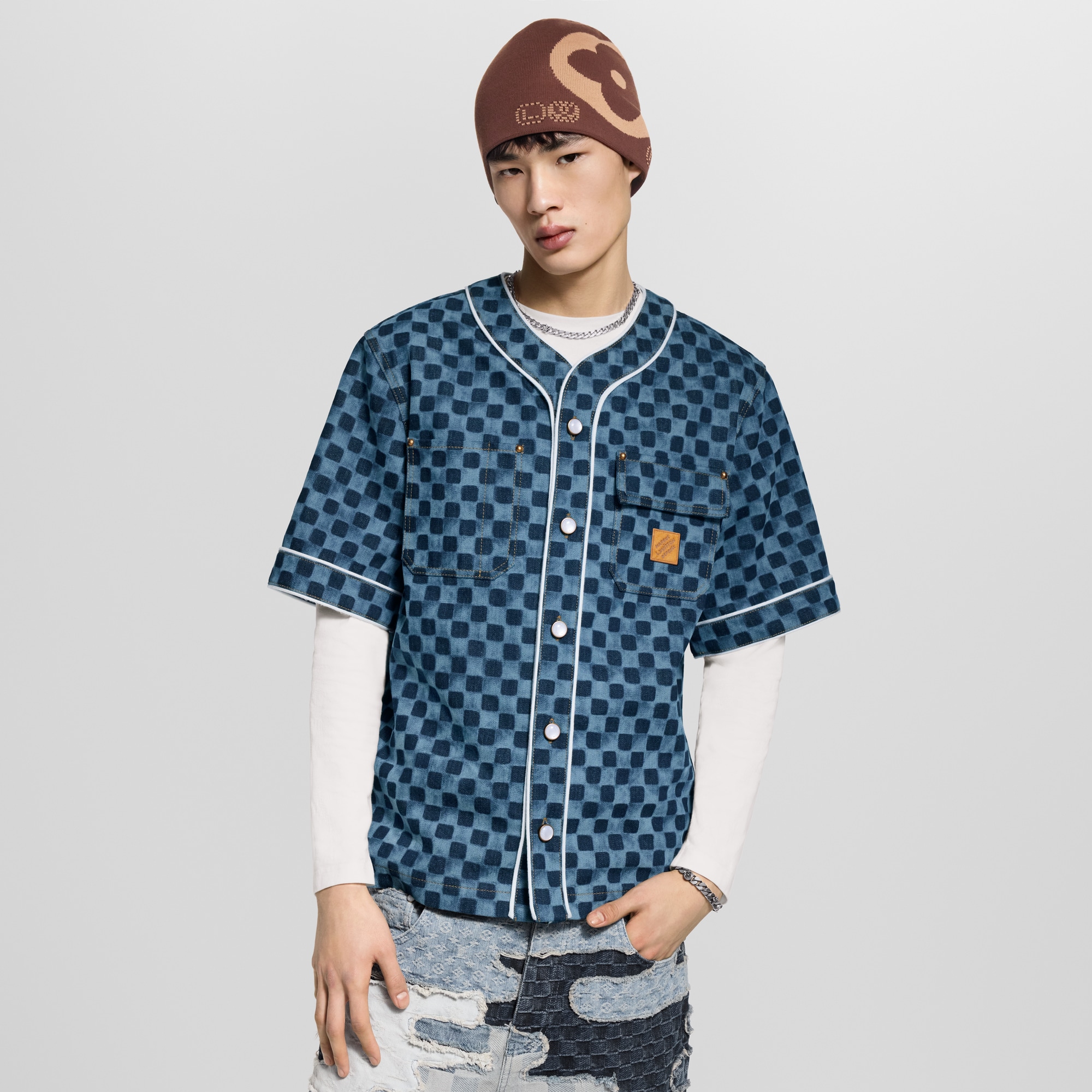  Ready-to-Wear Shirts Damier Denim Baseball Shirt | Louis Vuitton ® (Product zoom)