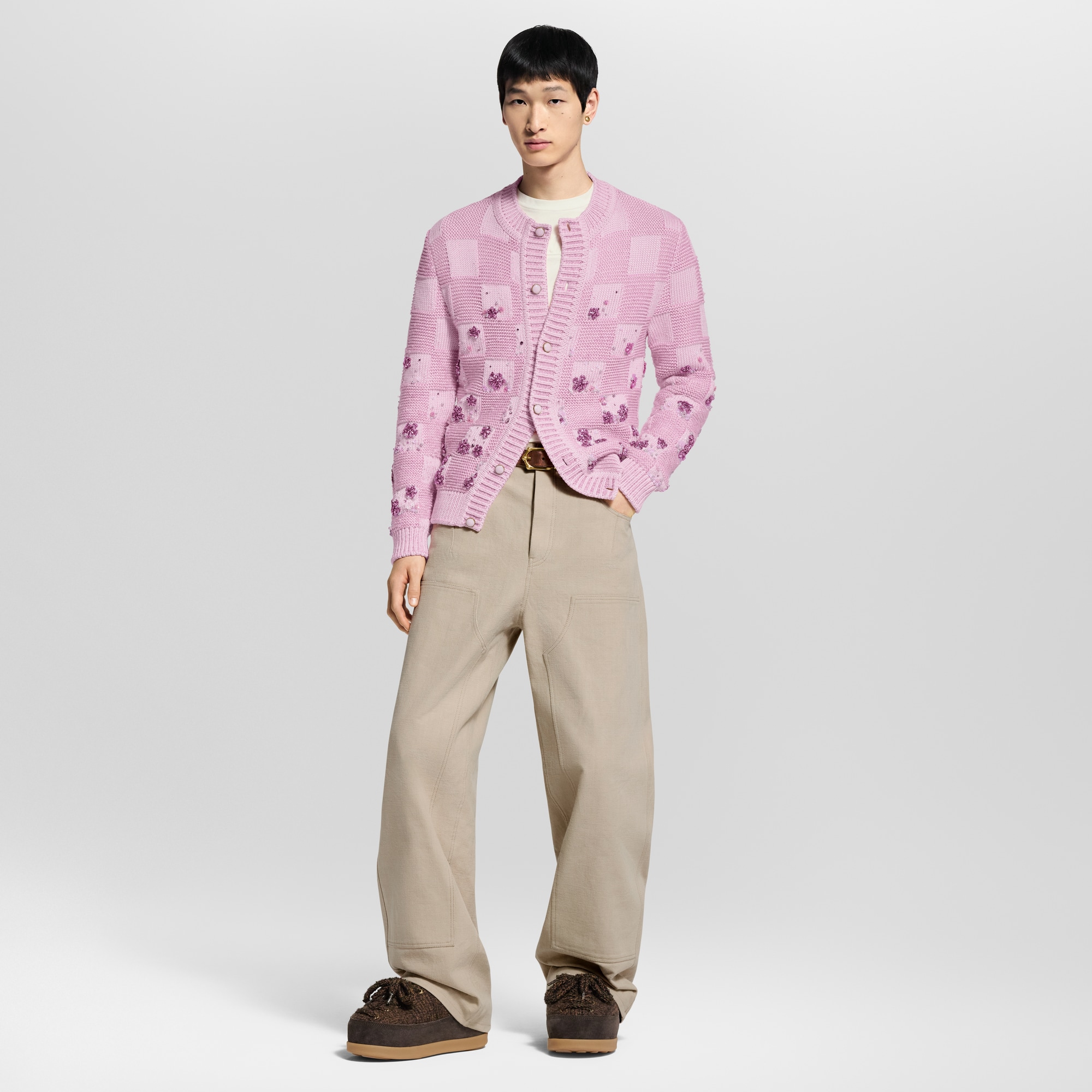  Ready-to-Wear All Ready-to-Wear Damier Embroidered Cardigan | Louis Vuitton ® (Product zoom)