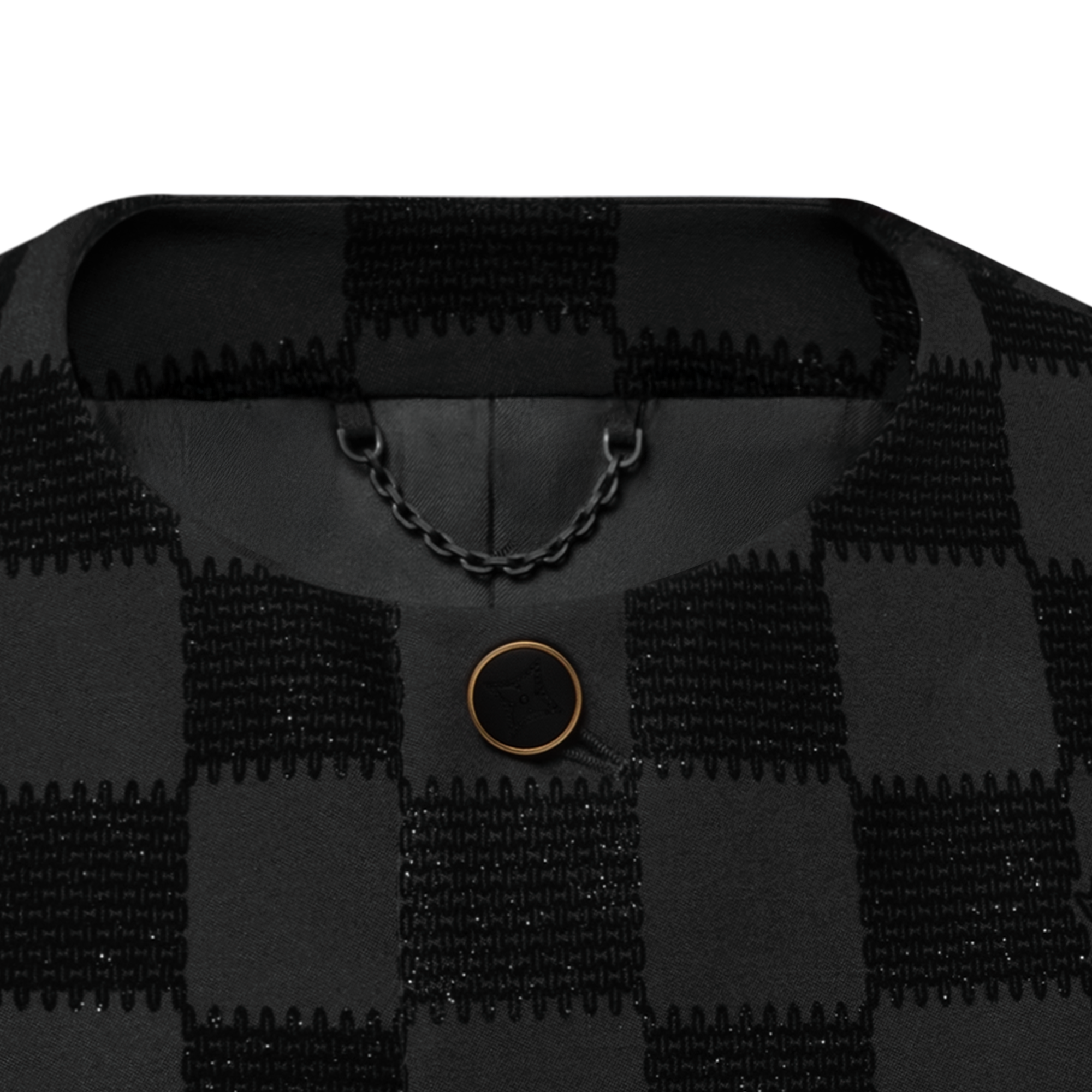  Ready-to-Wear Blazers and Jackets Damier Flock Collarless Jacket | Louis Vuitton ® (Product zoom)
