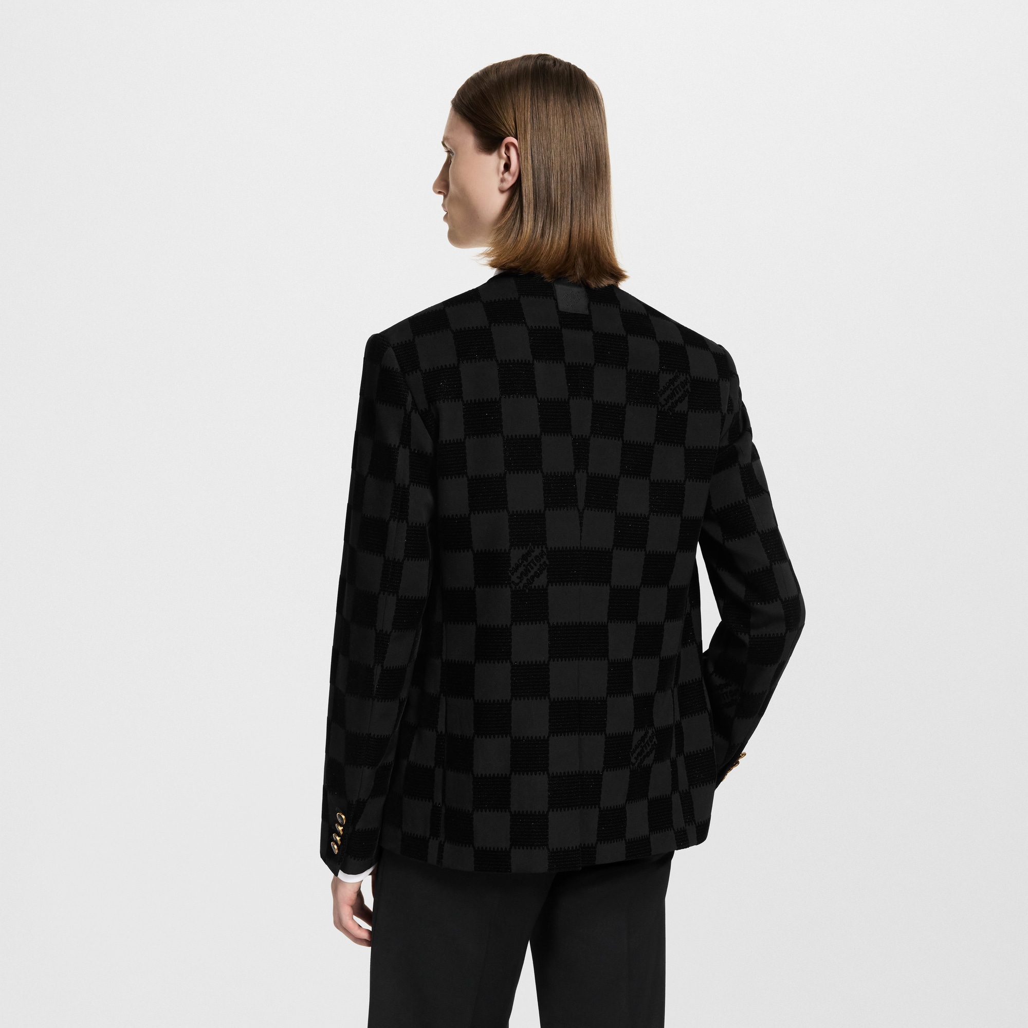  Ready-to-Wear Blazers and Jackets Damier Flock Collarless Jacket | Louis Vuitton ® (Product zoom)