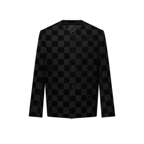 Ready-to-Wear Blazers and Jackets Damier Flock Collarless Jacket | Louis Vuitton ® (Product zoom)