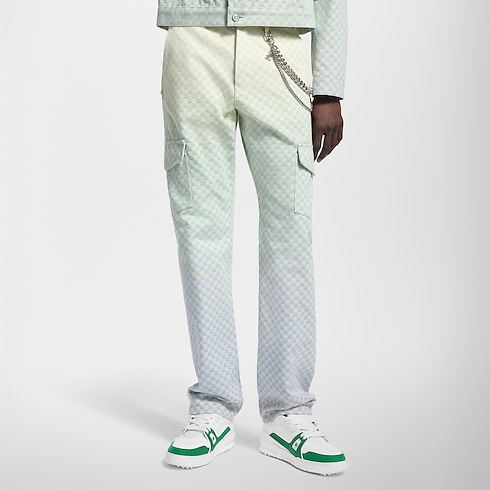 Ready-to-Wear Denim Damier Gradient Jacquard Denim Cargo Pants | Louis Vuitton ® (Product zoom)