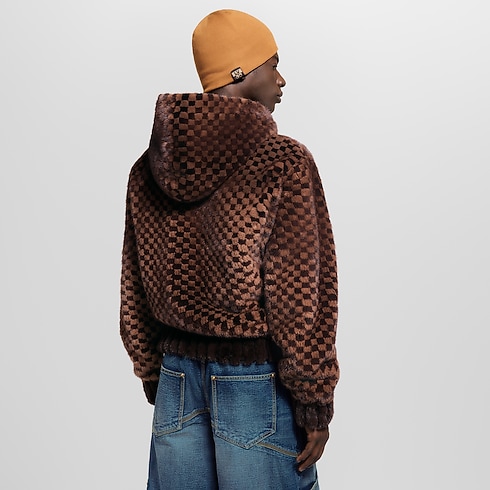 Ready-to-Wear All Ready-to-Wear Damier Intarsia Zipped Mink Hoodie | Louis Vuitton ® (Product zoom)