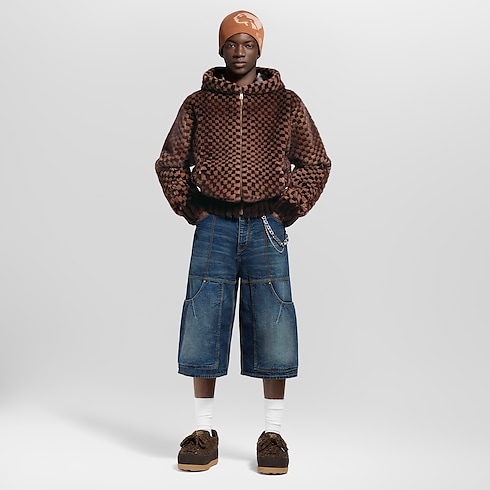 Ready-to-Wear All Ready-to-Wear Damier Intarsia Zipped Mink Hoodie | Louis Vuitton ® (Product zoom)
