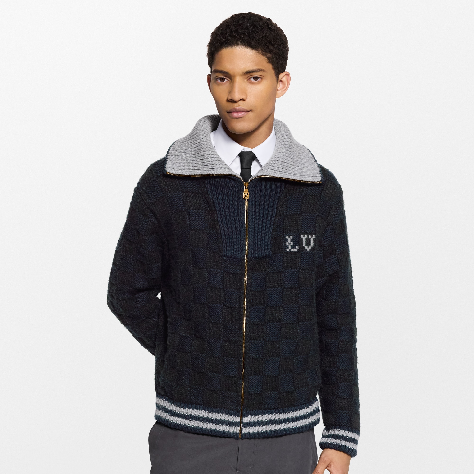  Ready-to-Wear All Ready-to-Wear Damier Knit Blouson | Louis Vuitton ® (Product zoom)