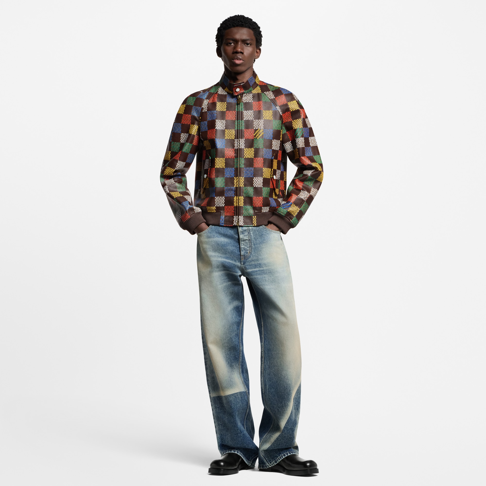  Ready-to-Wear Coats and Outerwear Damier Leather Blouson  | Louis Vuitton ® (Product zoom)