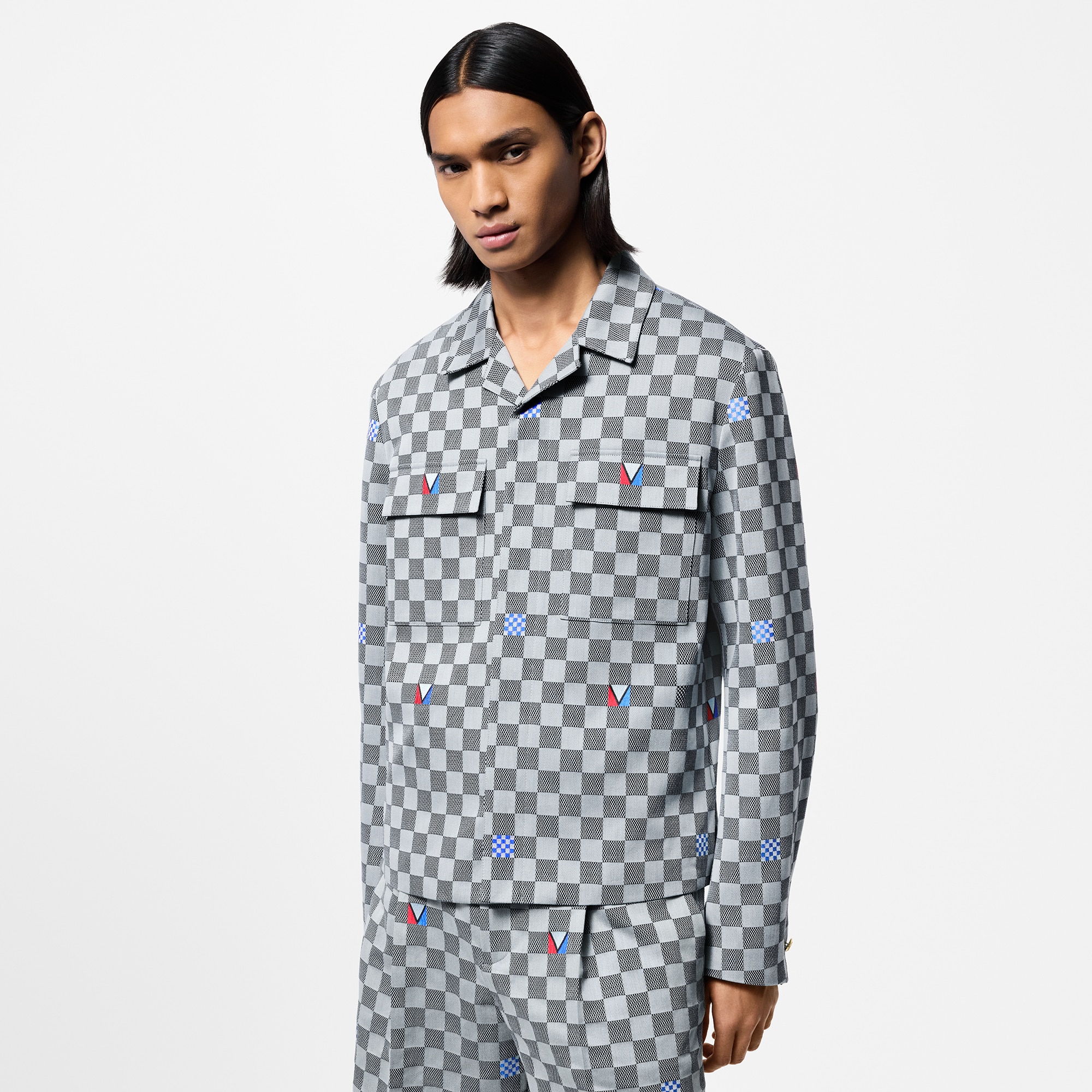  Ready-to-Wear Coats and Outerwear Damier Open Collar Cotton Overshirt | Louis Vuitton ® (Product zoom)