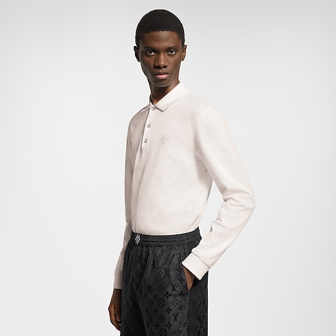 For Men Spring 2025 Collection Damier Signature Long-Sleeved Polo Shirt | Louis Vuitton ® (Product zoom)