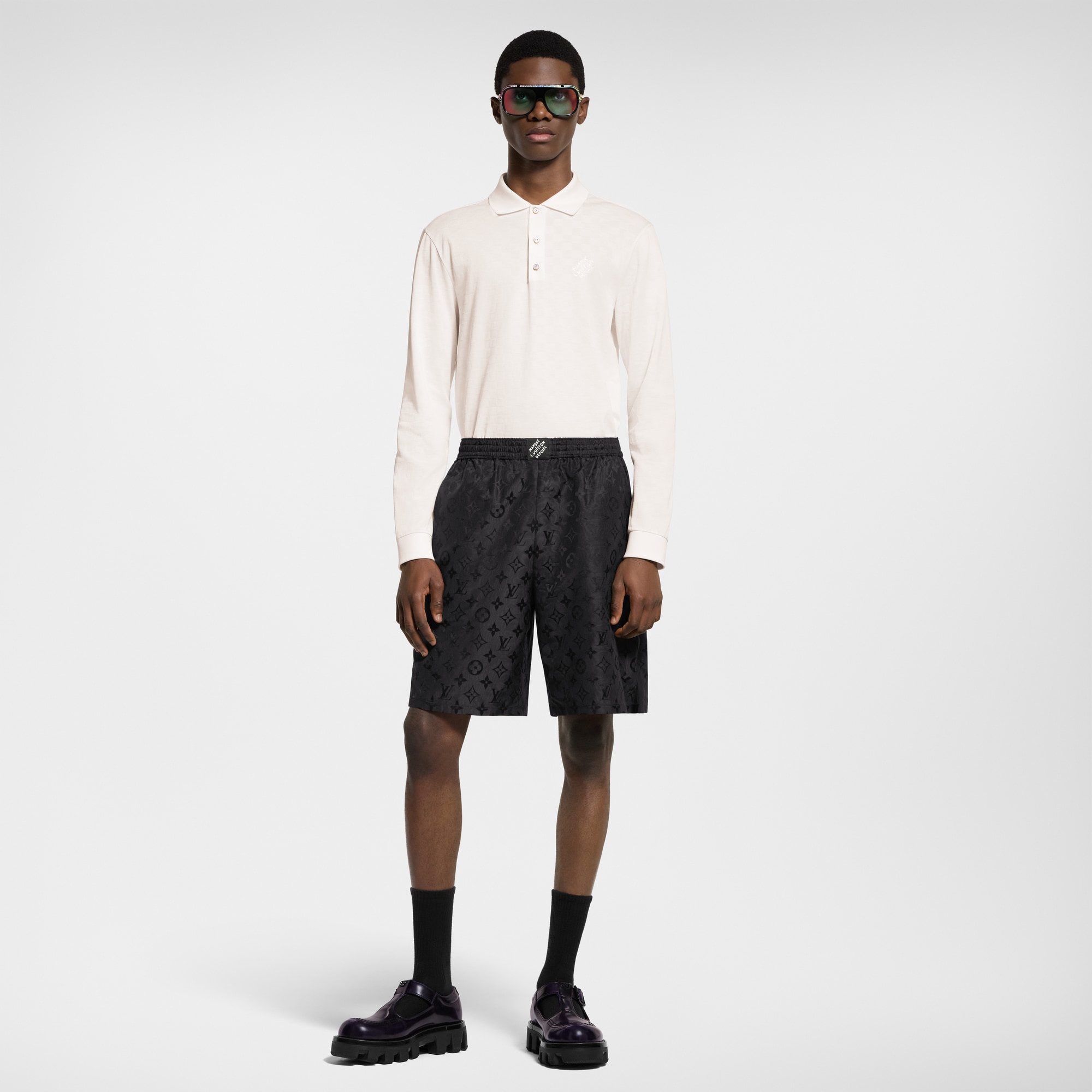  Ready-to-Wear All Ready-to-Wear Damier Signature Long-Sleeved Polo Shirt  | Louis Vuitton ® (Product zoom)