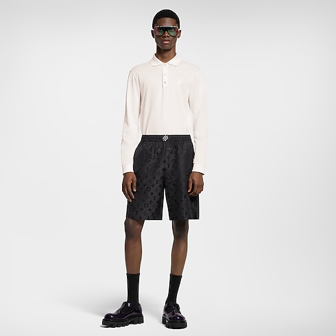 For Men Spring 2025 Collection Damier Signature Long-Sleeved Polo Shirt | Louis Vuitton ® (Product zoom)