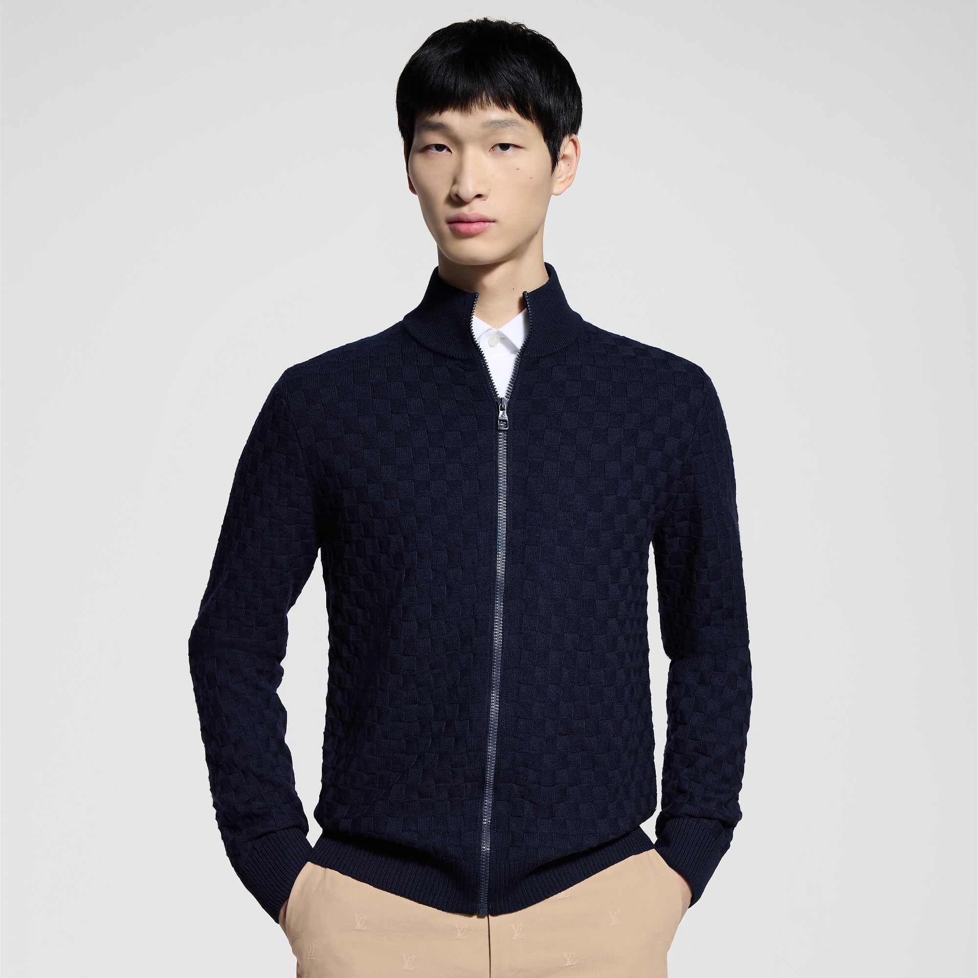 Damier Signature Zip-Through Cardigan