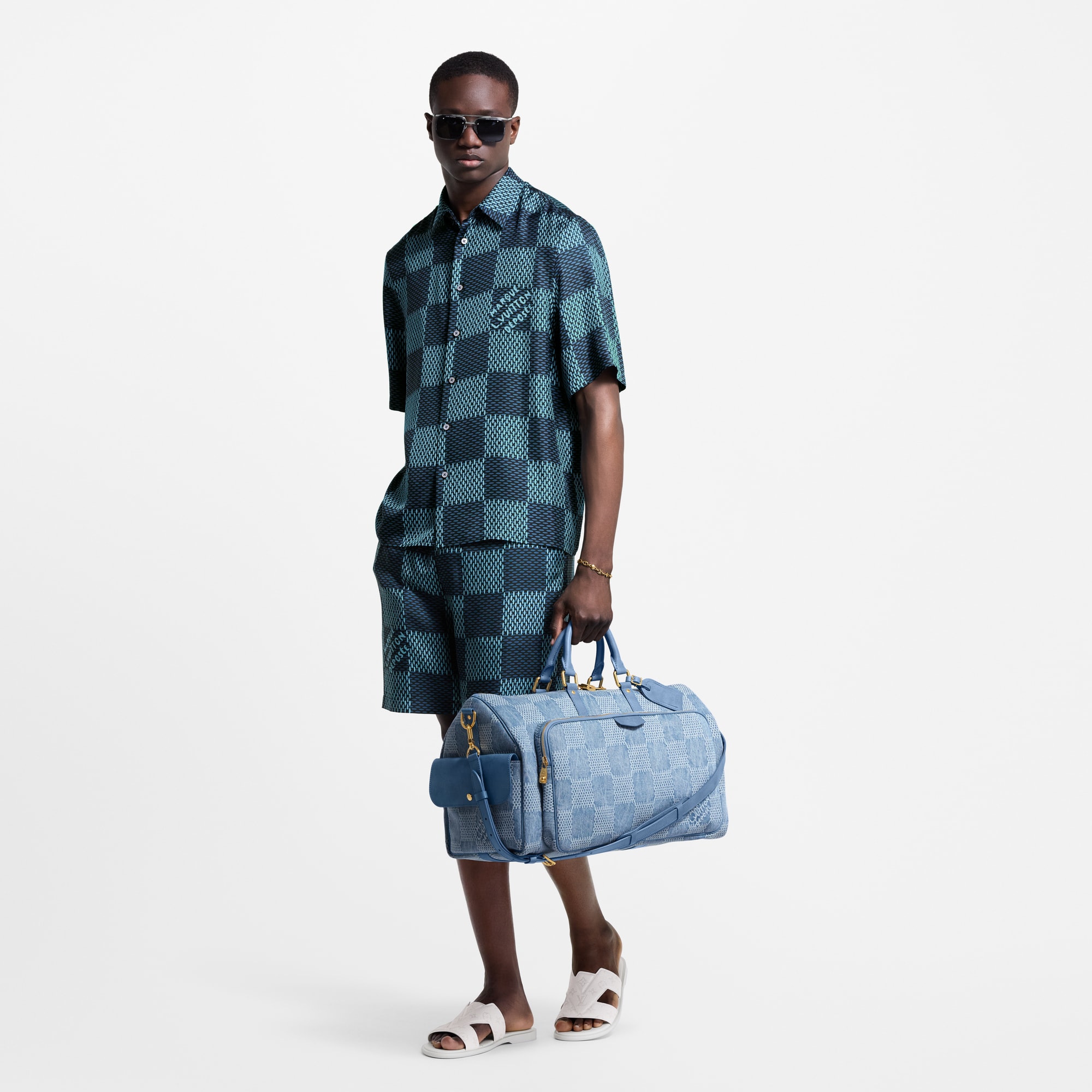  Ready-to-Wear Pants Damier Silk Shorts | Louis Vuitton ® (Product zoom)