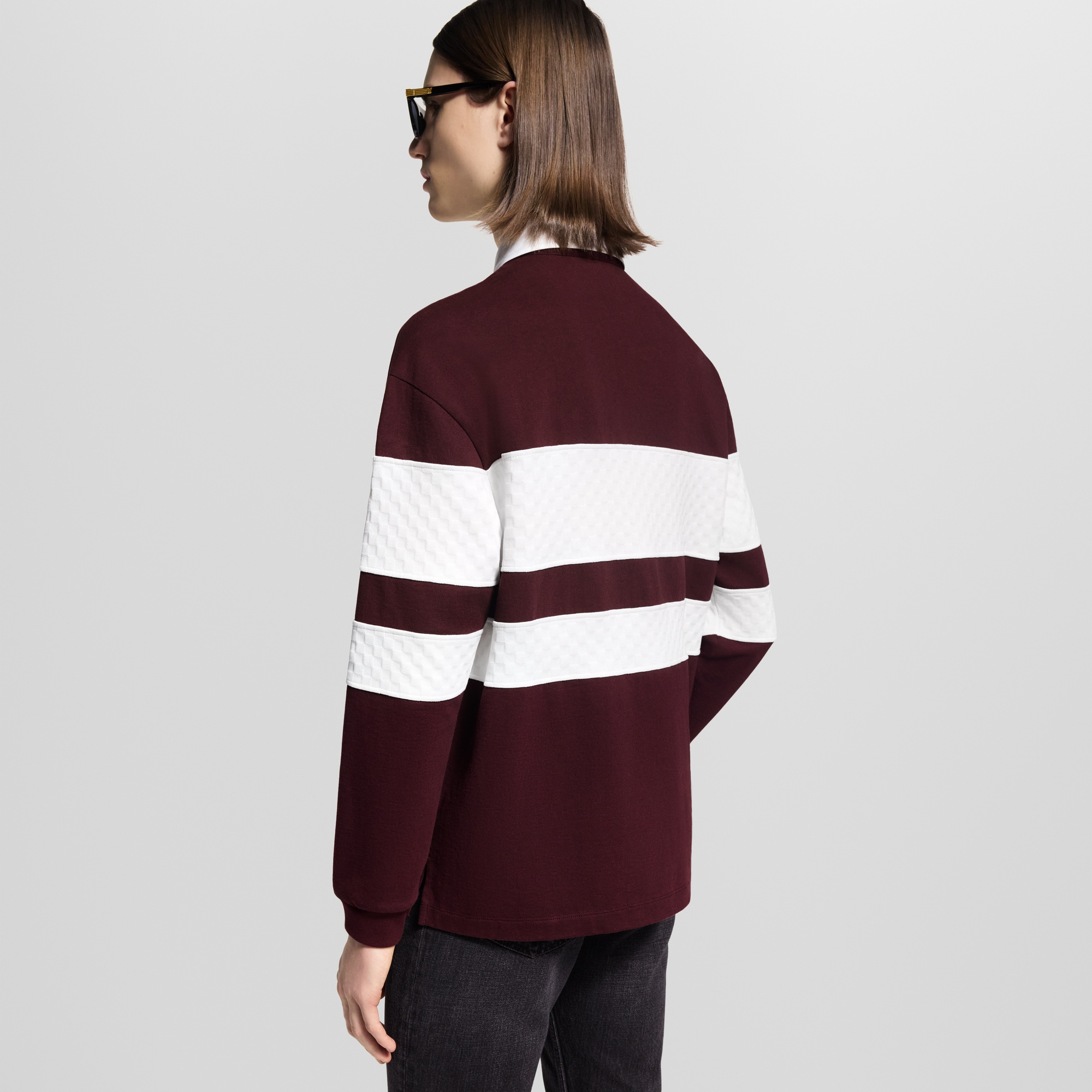  Ready-to-Wear T-Shirts and Polos Damier Striped Long-Sleeved Polo Shirt | Louis Vuitton ® (Product zoom)