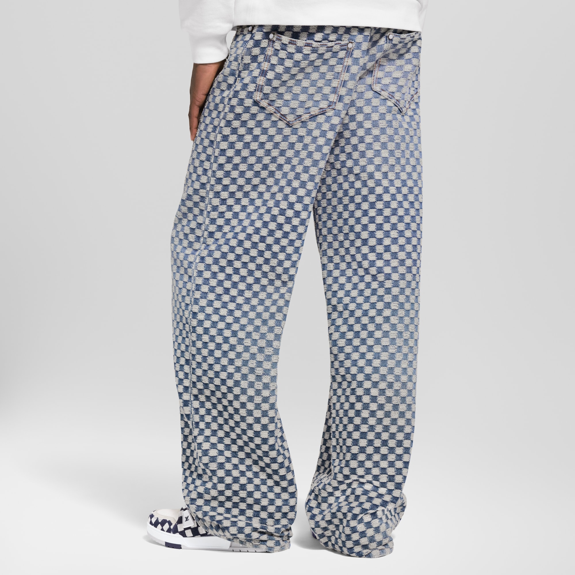  Ready-to-Wear Denim Damier Wide-Leg Jeans | Louis Vuitton ® (Product zoom)