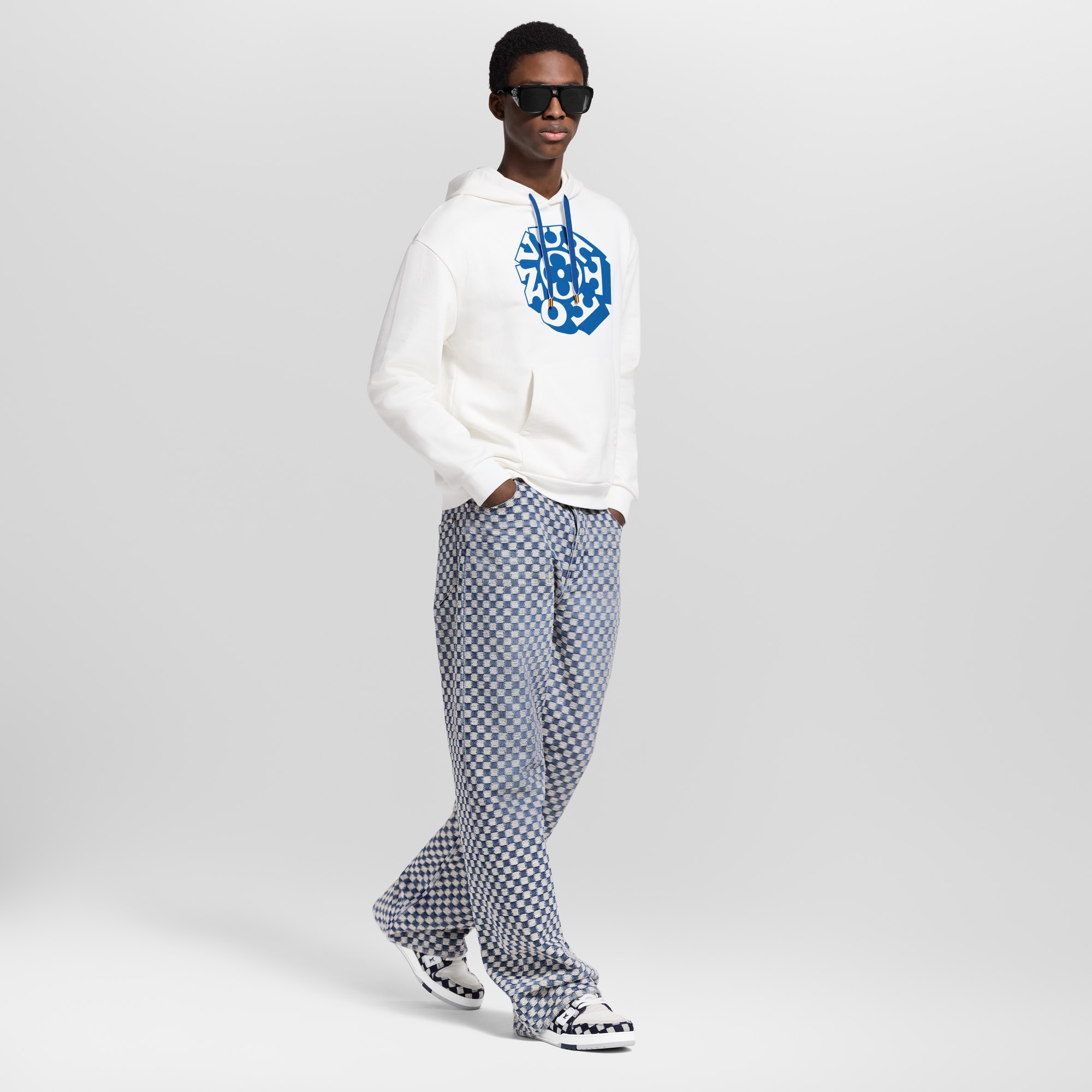  Ready-to-Wear Denim Damier Wide-Leg Jeans | Louis Vuitton ® (Product zoom)