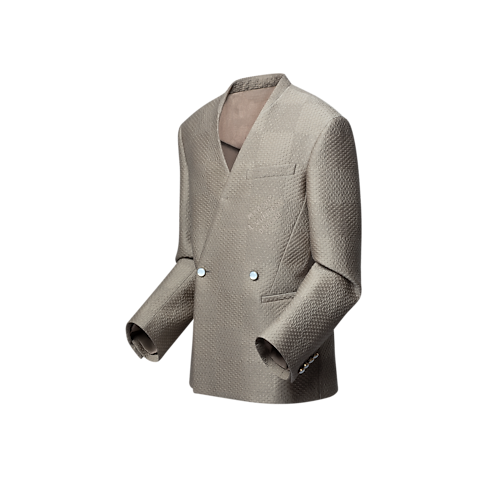 Ready-to-Wear Blazers and Jackets Damier Wool-Silk Jacquard Double-Breasted Jacket | Louis Vuitton ® (Product zoom)