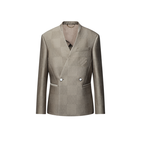 Ready-to-Wear Blazers and Jackets Damier Wool-Silk Jacquard Double-Breasted Jacket | Louis Vuitton ® (Product zoom)
