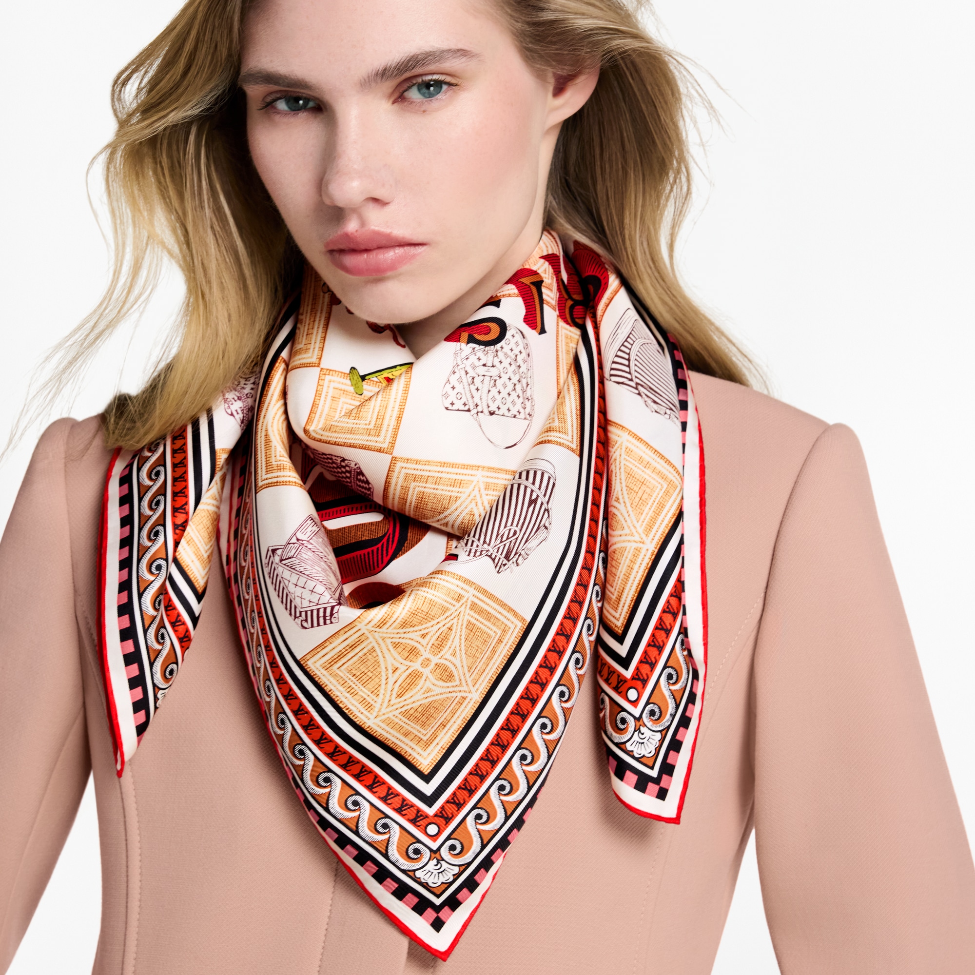 S00 Accessories Silk Squares and Bandeaus  Damiergram Square 90 | Louis Vuitton ® (Product zoom)