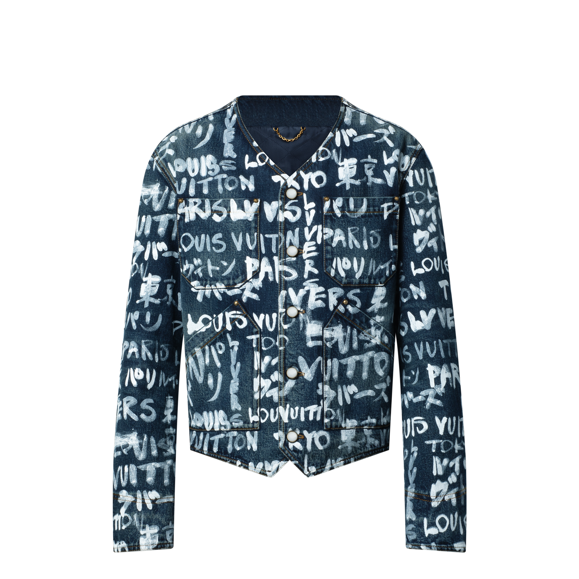 Denim Collarless Jacket