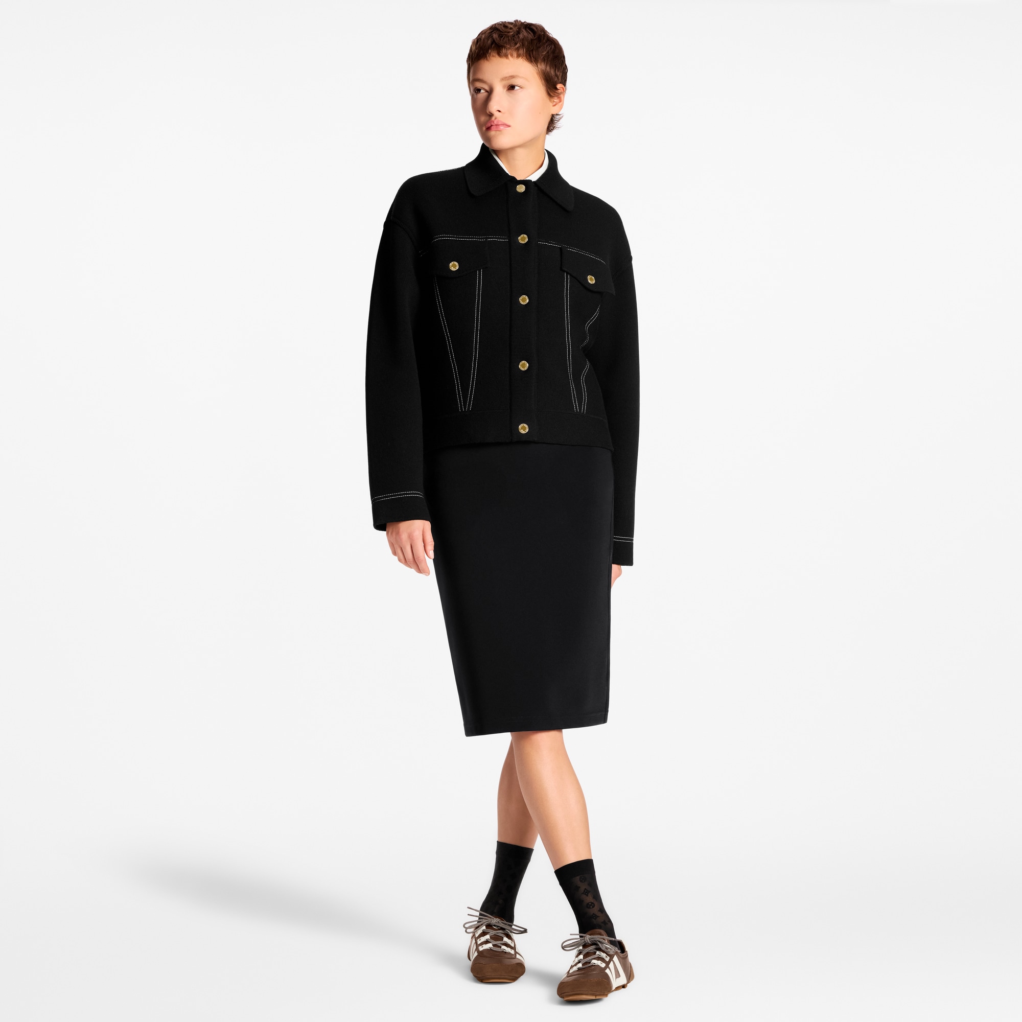  Ready-to-Wear Coats and Jackets Denim-Effect Knit Jacket | Louis Vuitton ® (Product zoom)