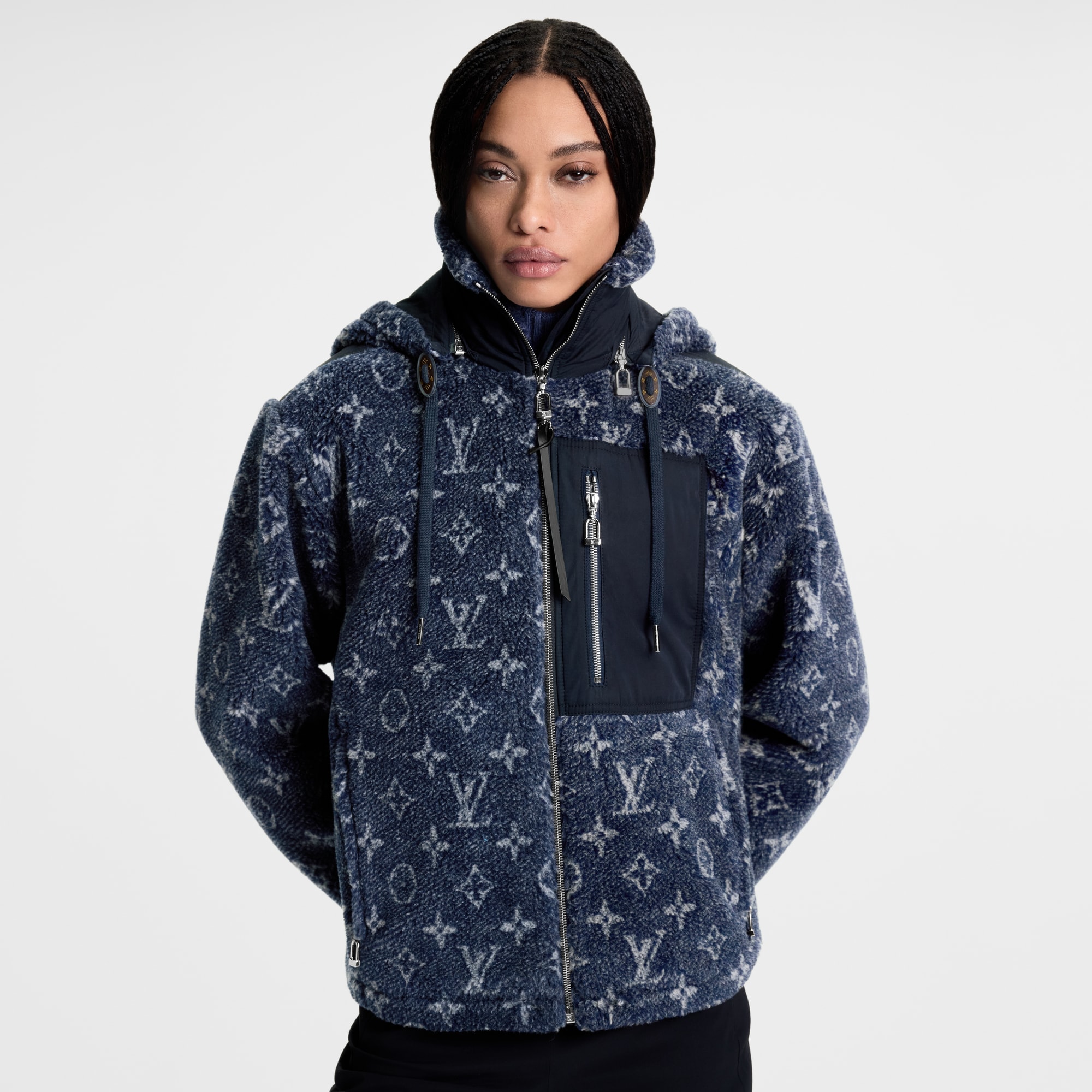  Ready-to-Wear Coats and Jackets Denim-Effect Monogram Fleece Jacket | Louis Vuitton ® (Product zoom)