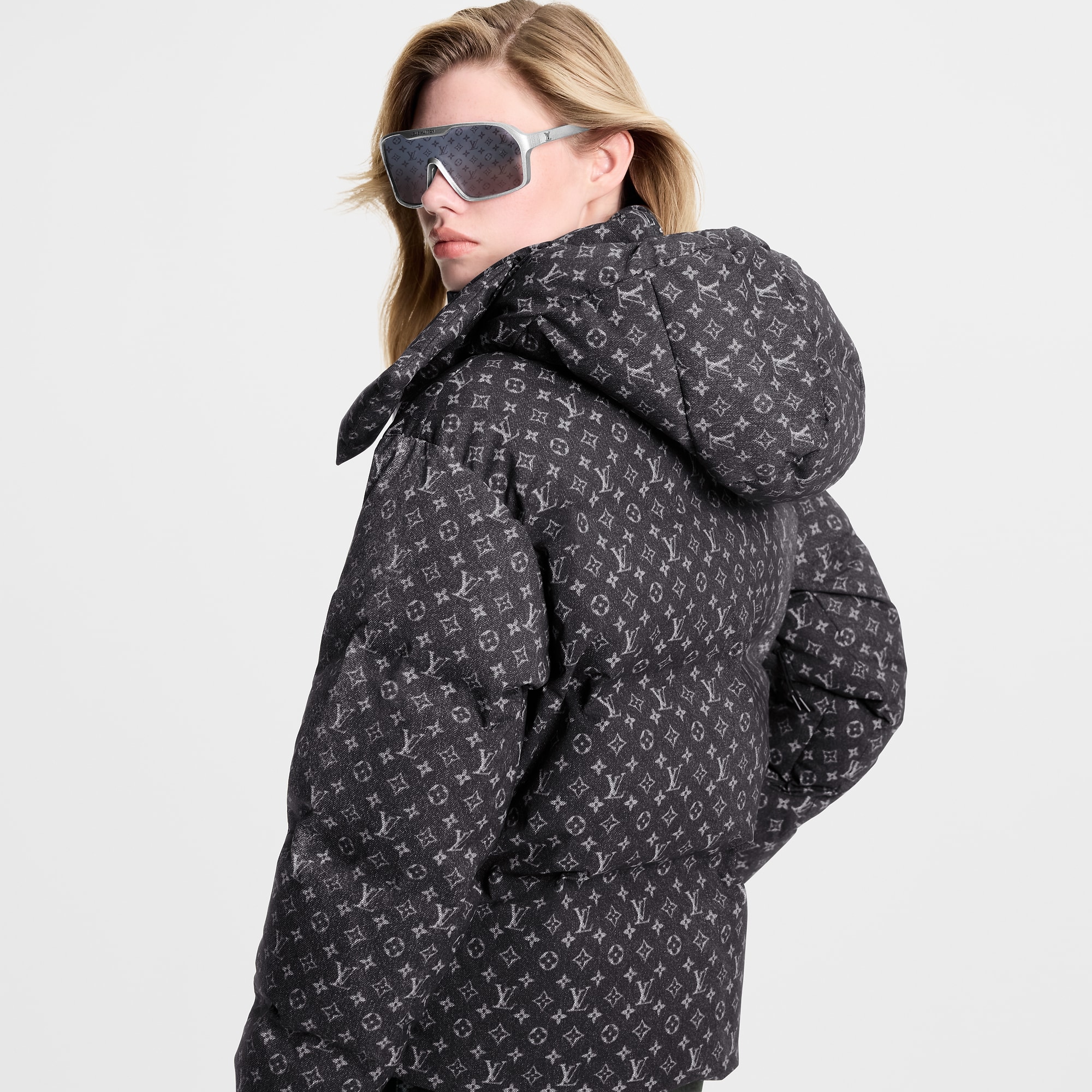 Denim-Effect Monogram Ski Jacket