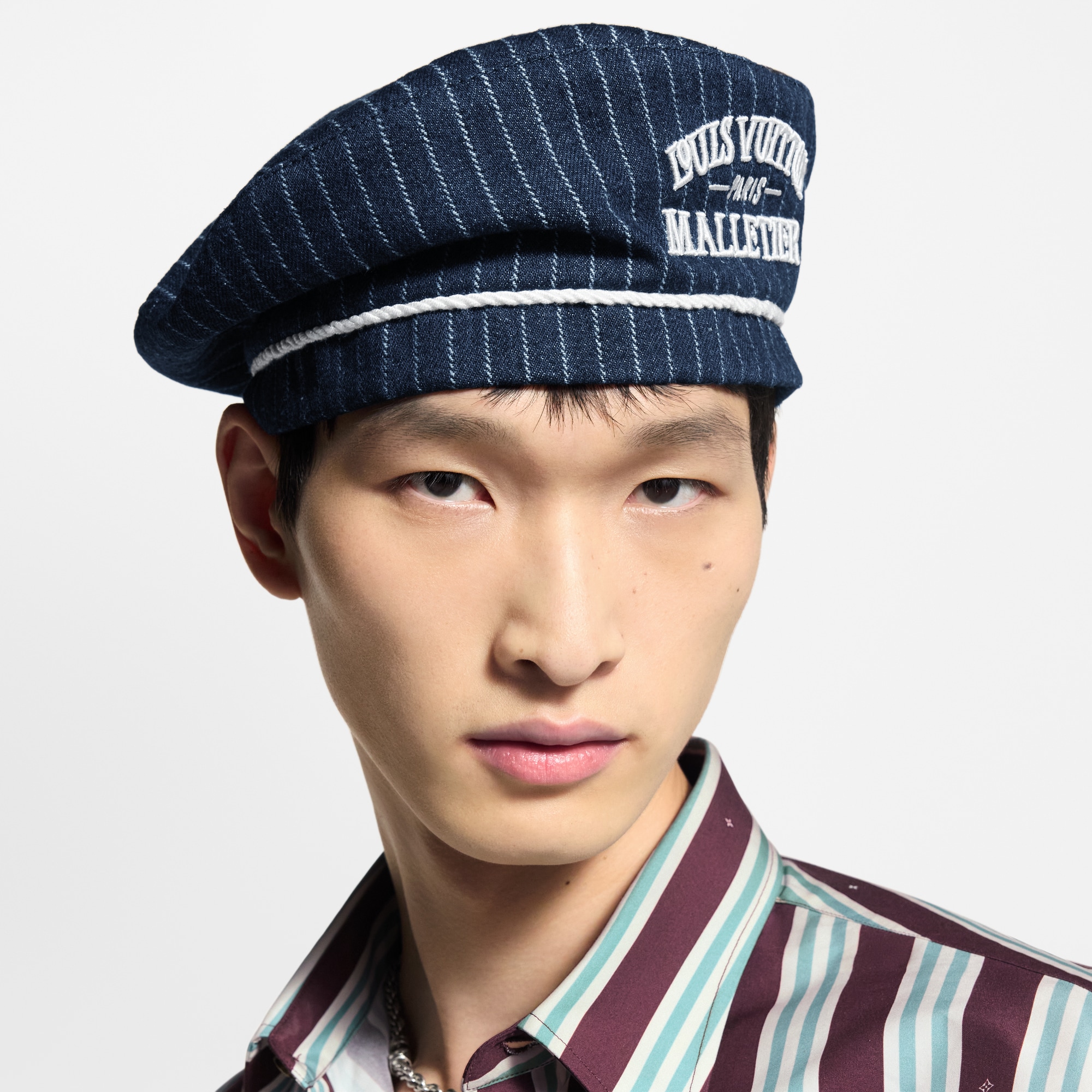 S00 Accessories Hats, Beanies and Gloves Denim Stripes Beret | Louis Vuitton ® (Product zoom)