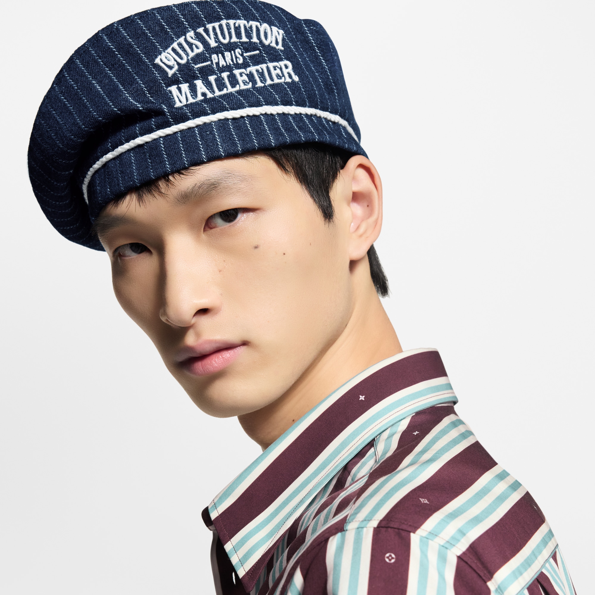 S00 Accessories Hats, Beanies and Gloves Denim Stripes Beret | Louis Vuitton ® (Product zoom)