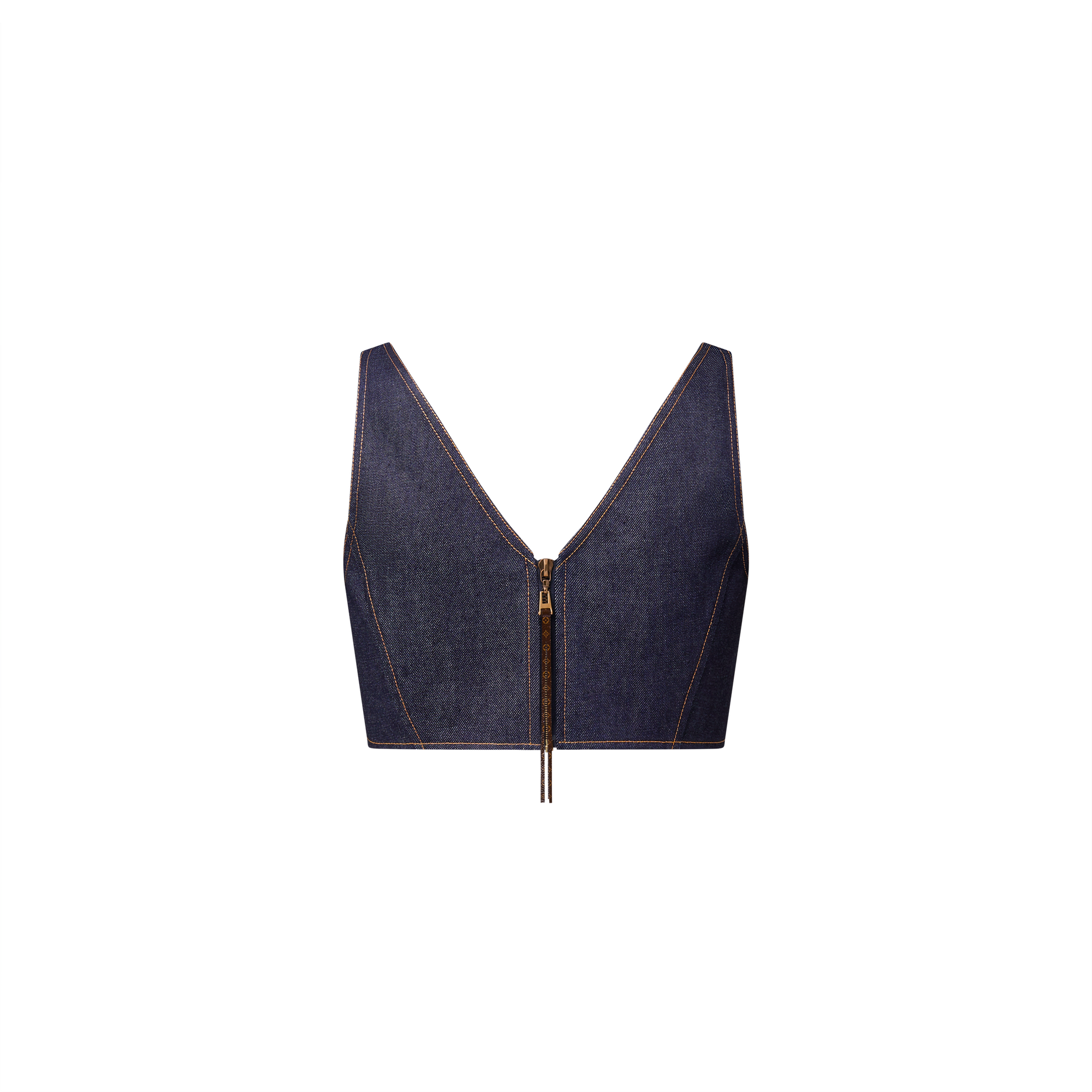  Ready-to-Wear Tops Denim V-Neck Crop Top | Louis Vuitton ® (Product zoom)