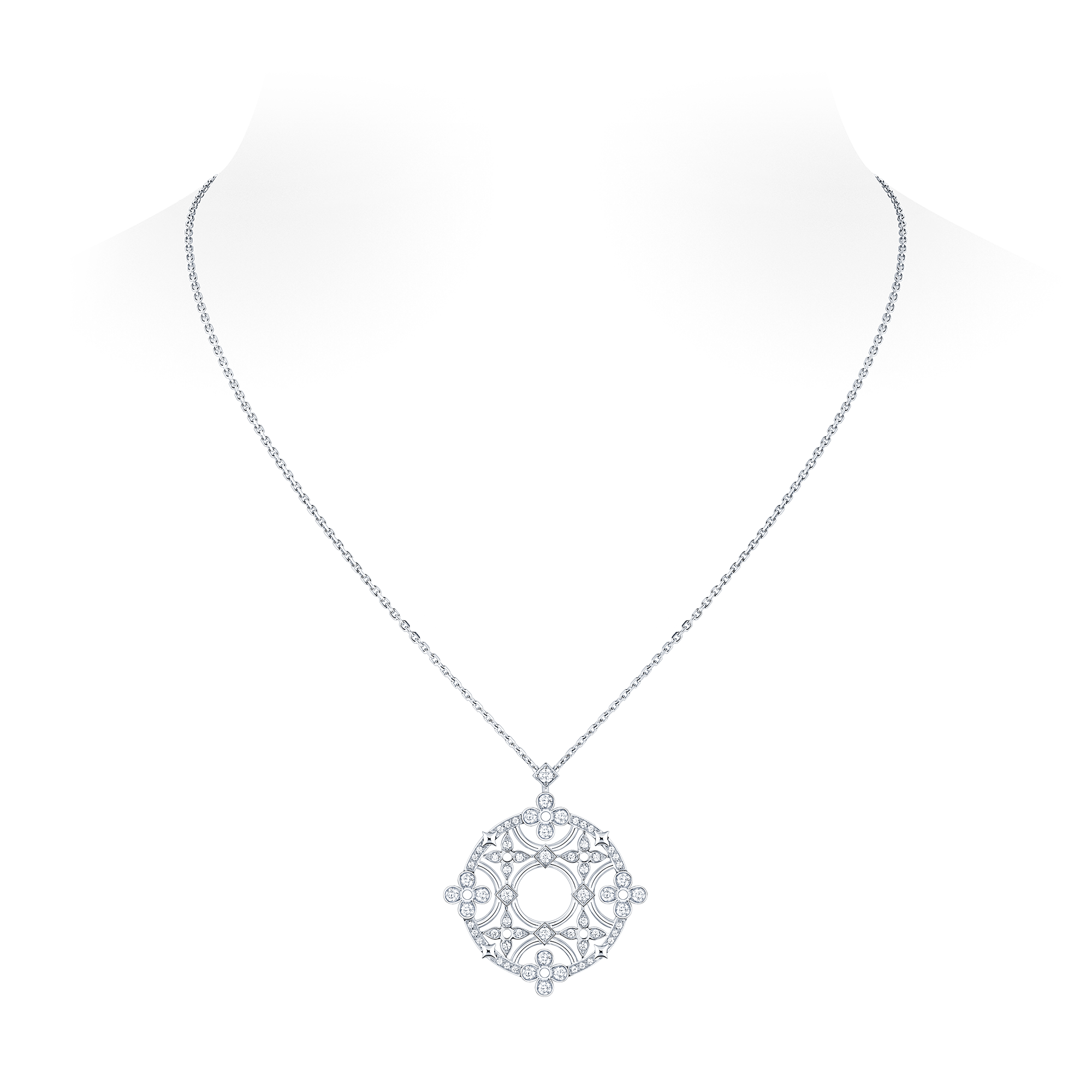  Categories All Fine Jewelry Dentelle Medallion, White Gold And Diamonds | Louis Vuitton ® (Product zoom)