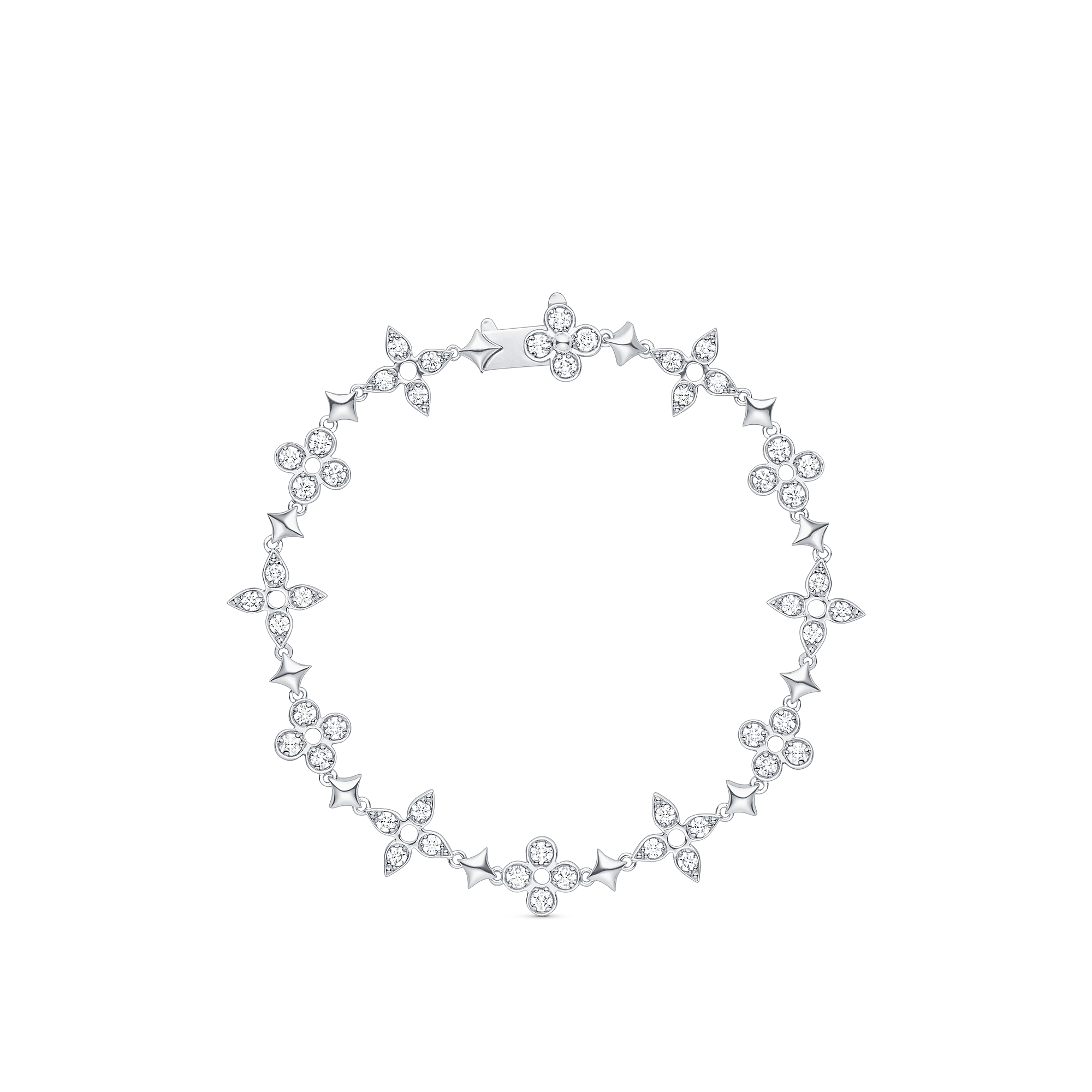 Dentelle One Row Bracelet, White Gold And Diamonds