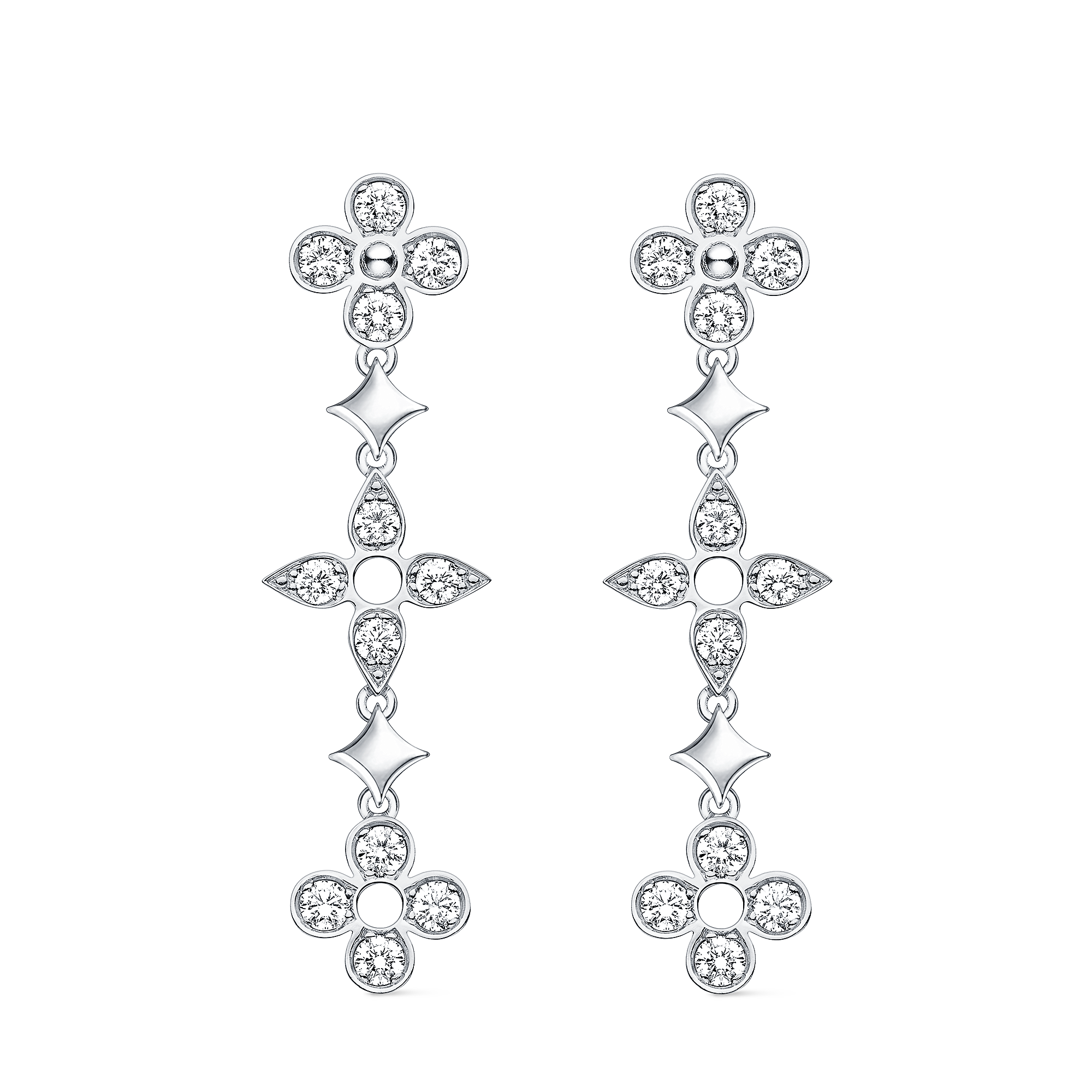 Dentelle One Row Earrings, White Gold And Diamonds