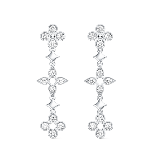 Categories All Fine Jewelry Dentelle One Row Earrings, White Gold And Diamonds | Louis Vuitton ® (Product zoom)