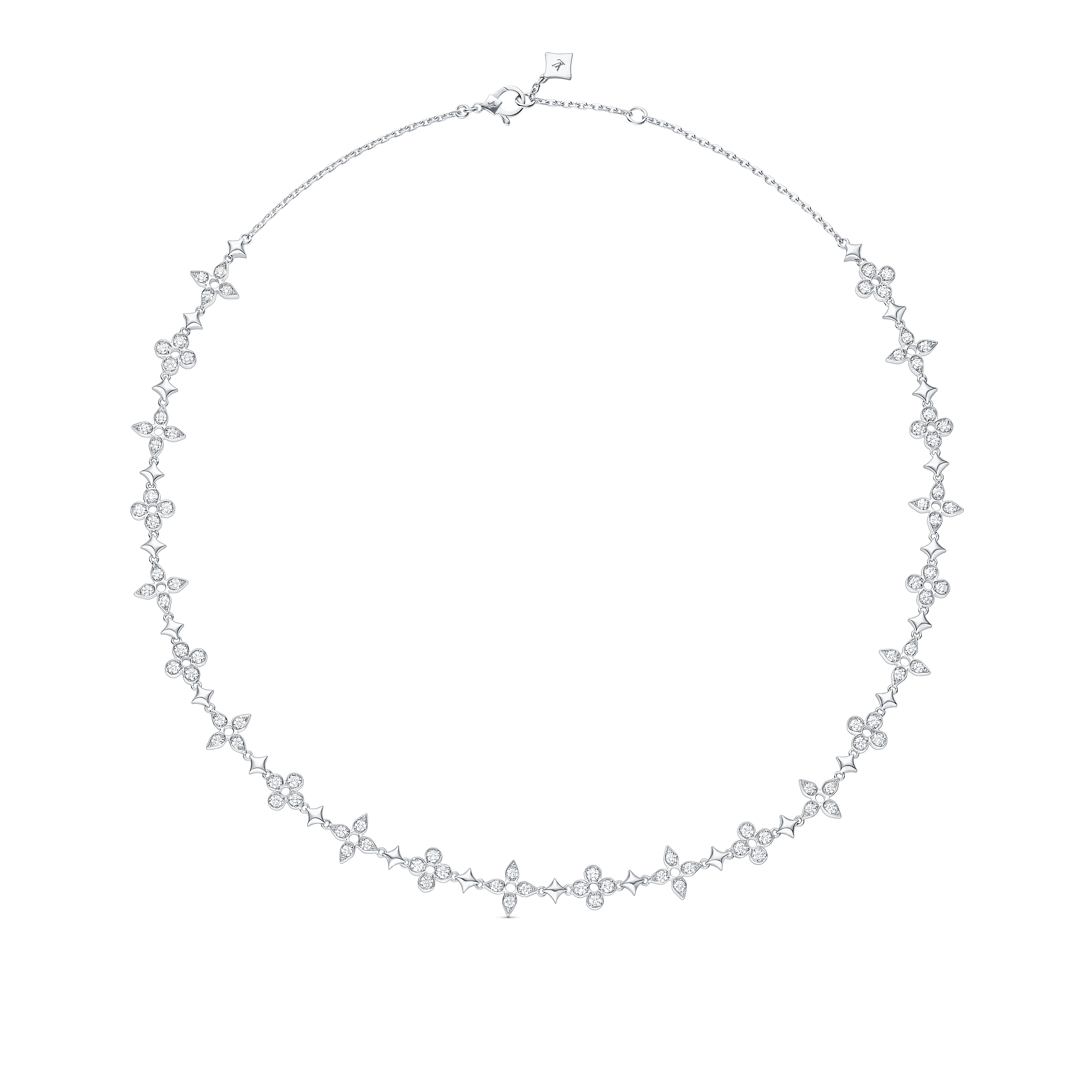Dentelle One Row Necklace, White Gold And Diamonds