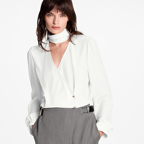 Ready-to-Wear Tops Double-Breasted Wrap Blouse | Louis Vuitton ® (Product zoom)