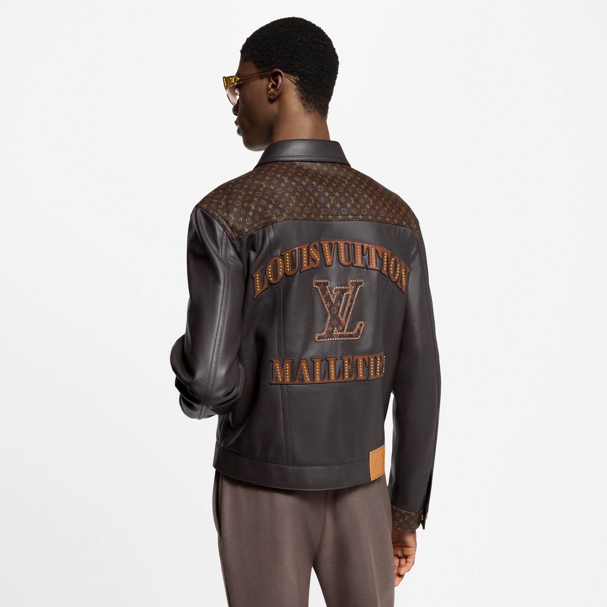 Embellished Leather Trucker Jacket