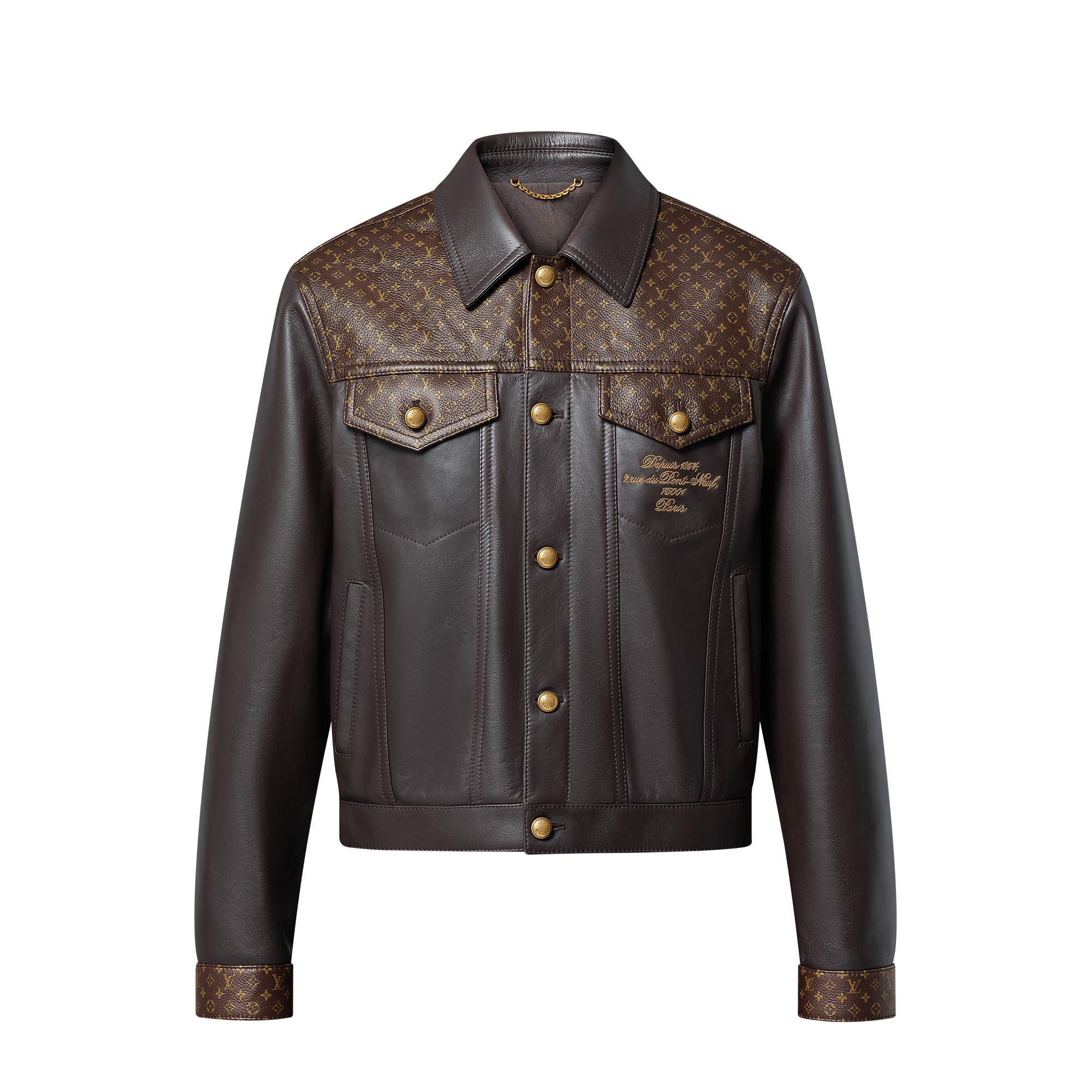 Embellished Leather Trucker Jacket