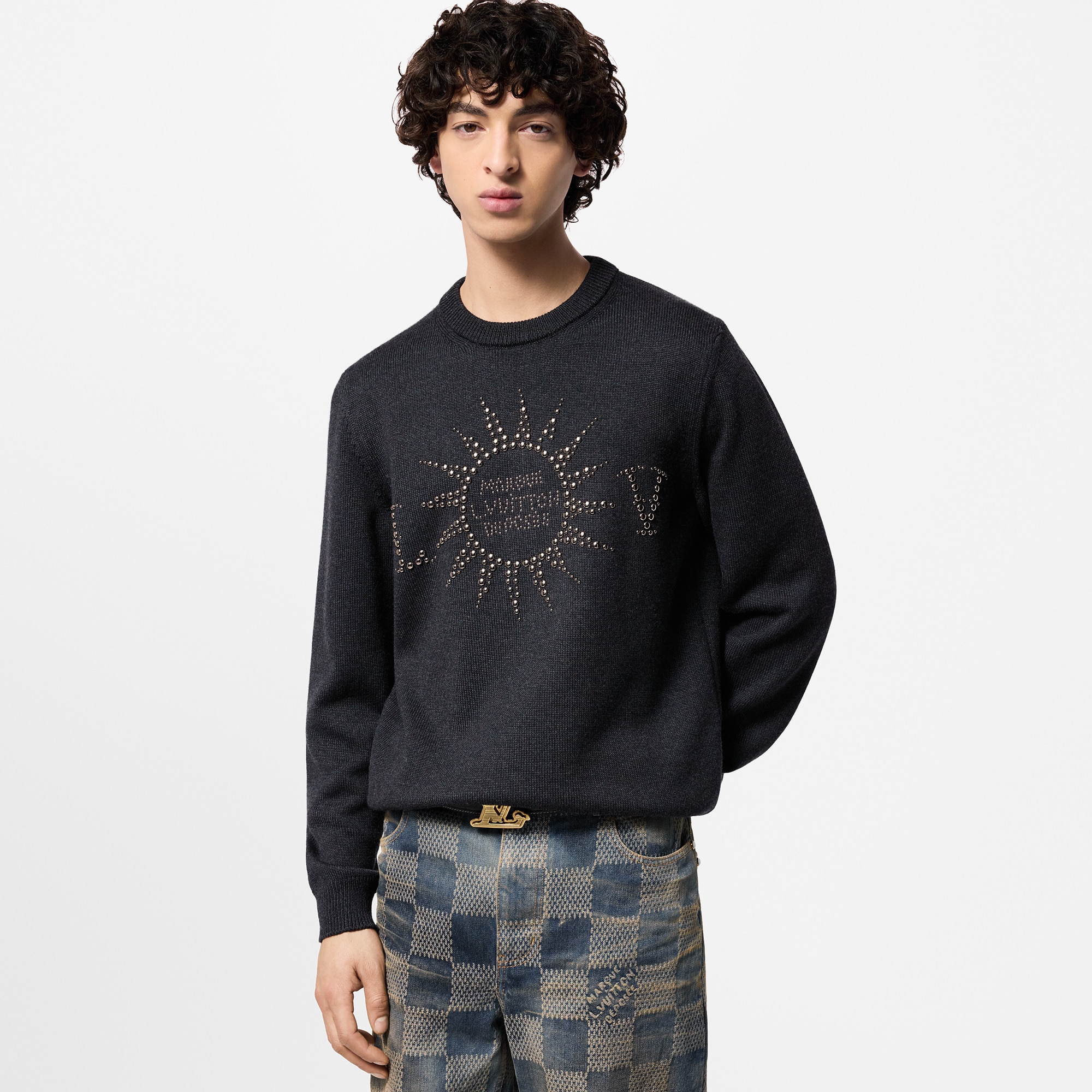  Ready-to-Wear Knitwear and Sweatshirts Embellished Long-Sleeved Merino Wool Crewneck | Louis Vuitton ® (Product zoom)
