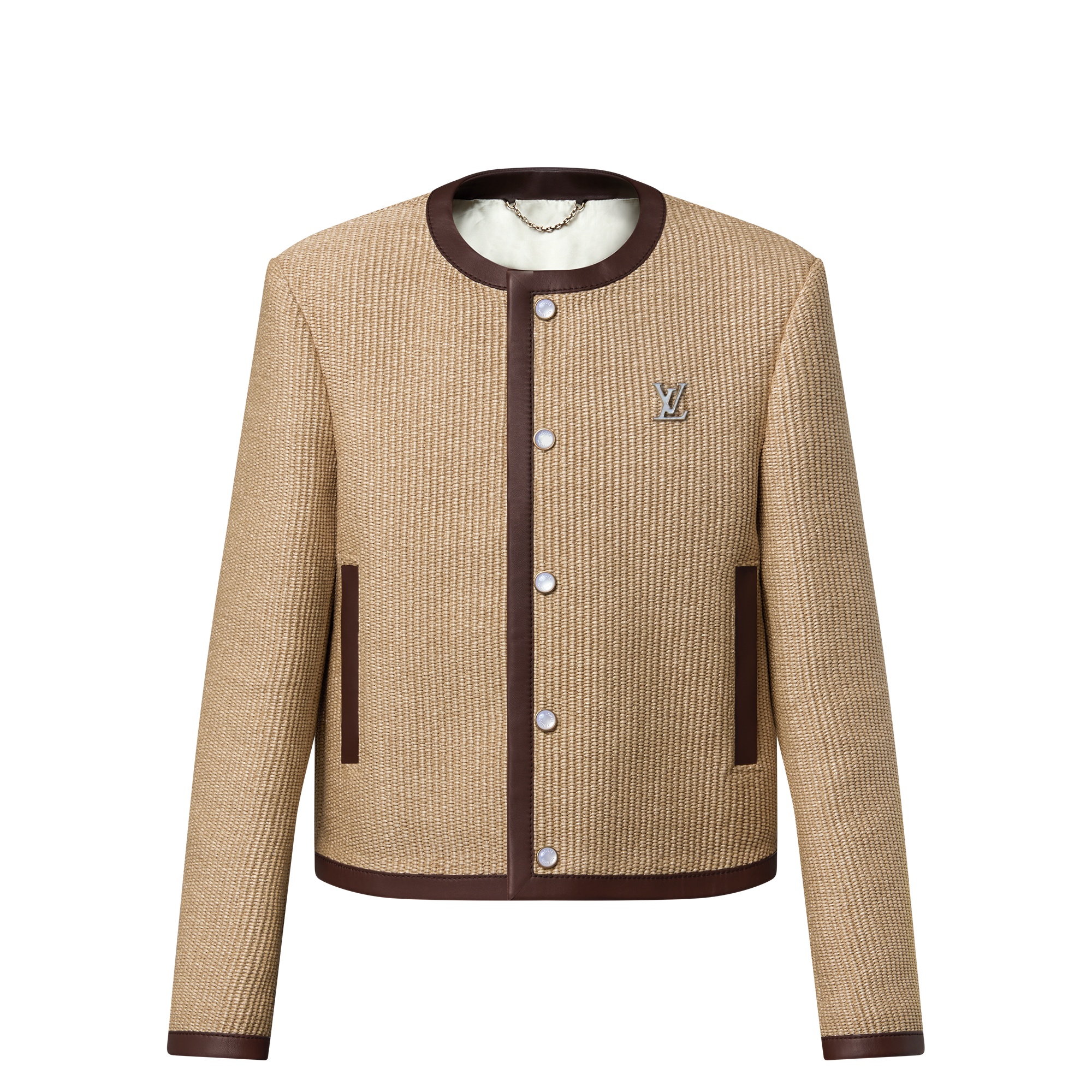  Ready-to-Wear Blazers and Jackets Embellished Raffia Chic Collarless Jacket | Louis Vuitton ® (Product zoom)