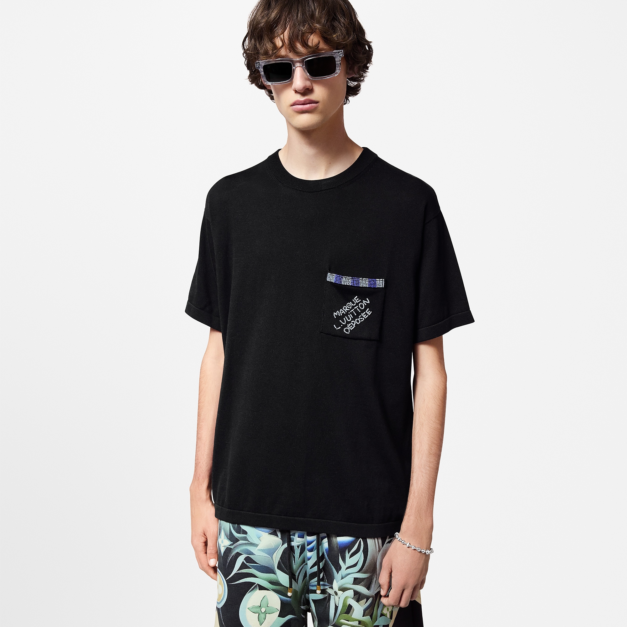 Embellished Short-Sleeved Cotton Crewneck