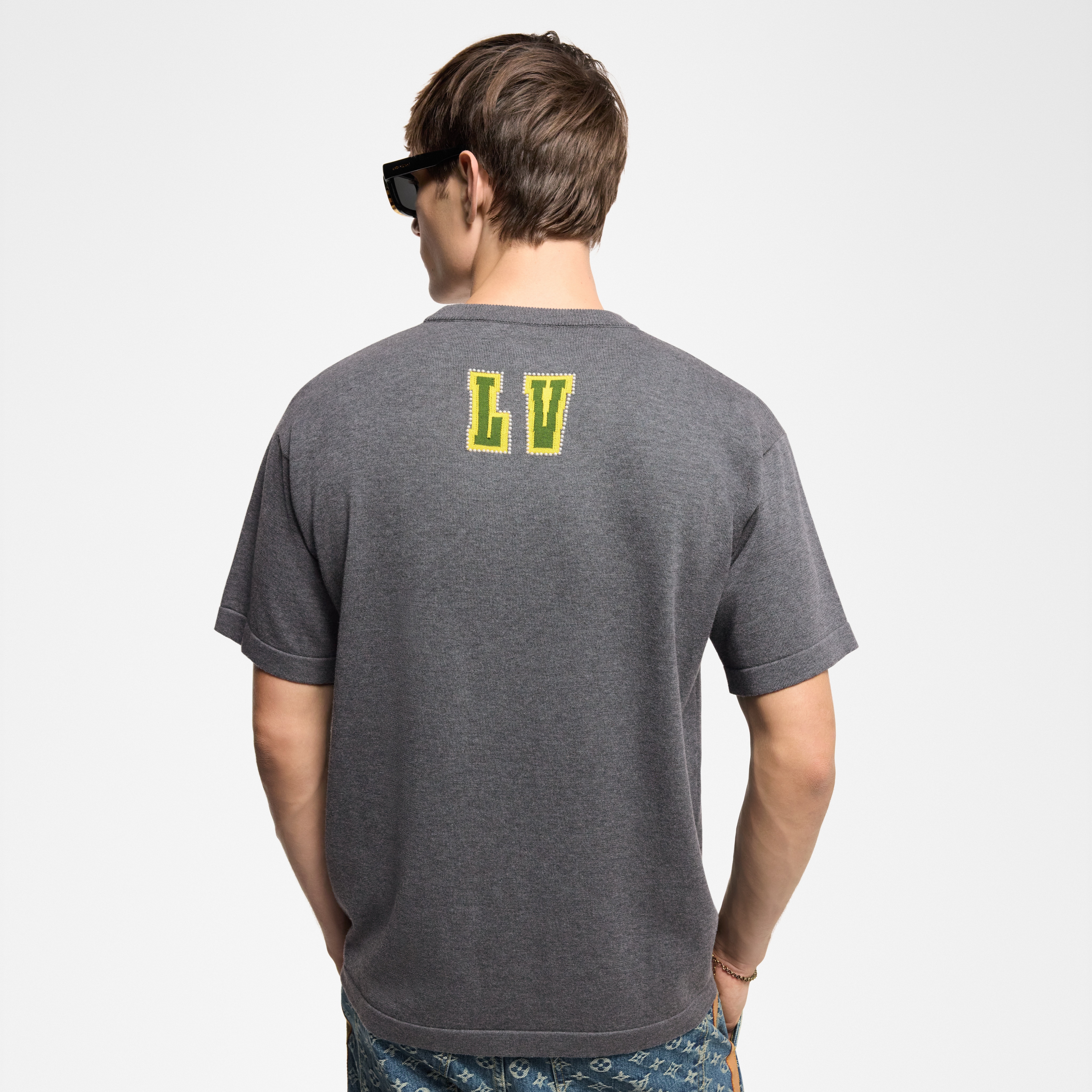  Ready-to-Wear All Ready-to-Wear Embellished Short-Sleeved Cotton Crewneck | Louis Vuitton ® (Product zoom)