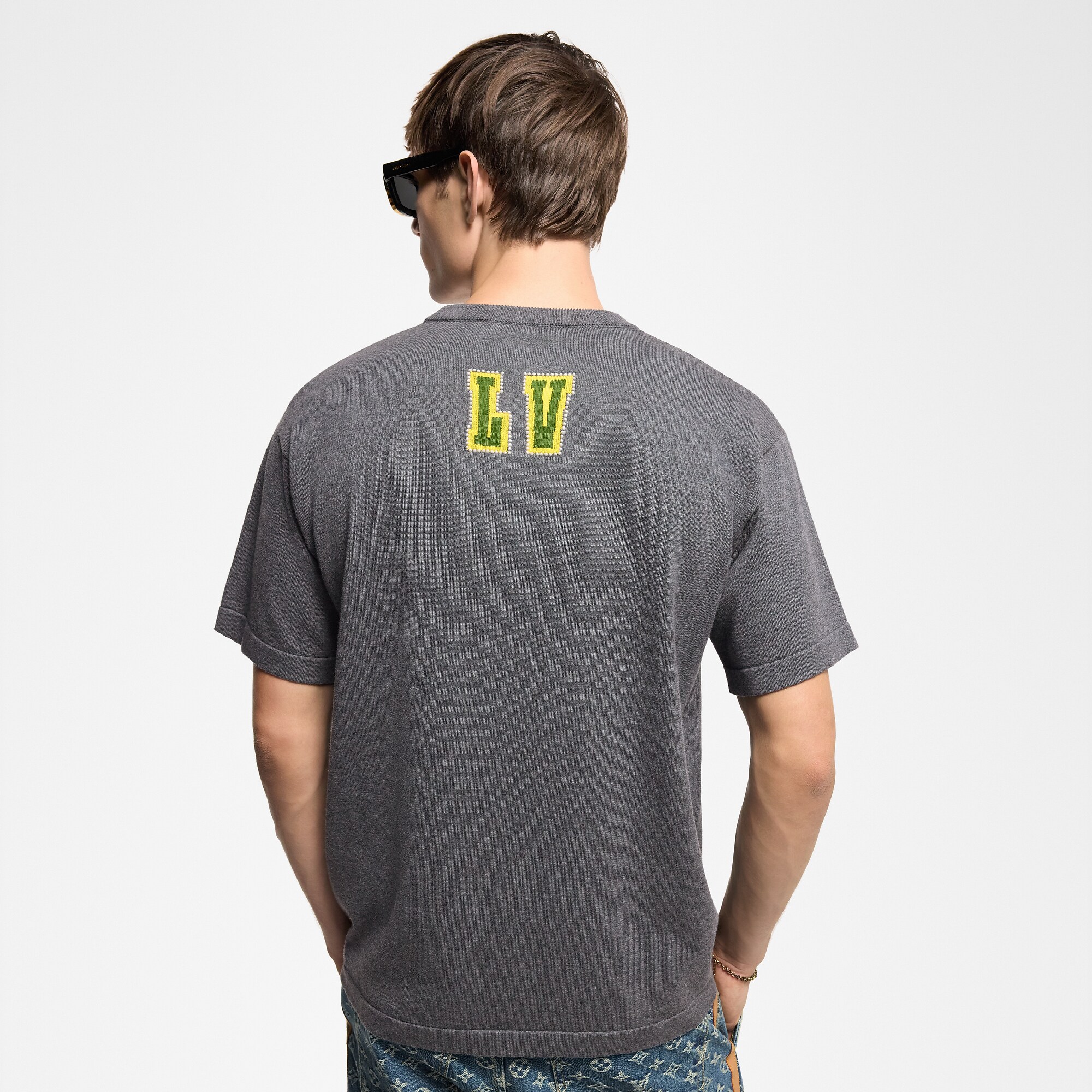 Embellished Short-Sleeved Cotton Crewneck